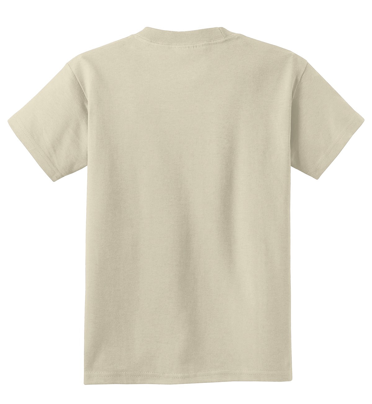 Rear View of Natural Port & Co Youth Core Cotton Tee. PC54Y plain