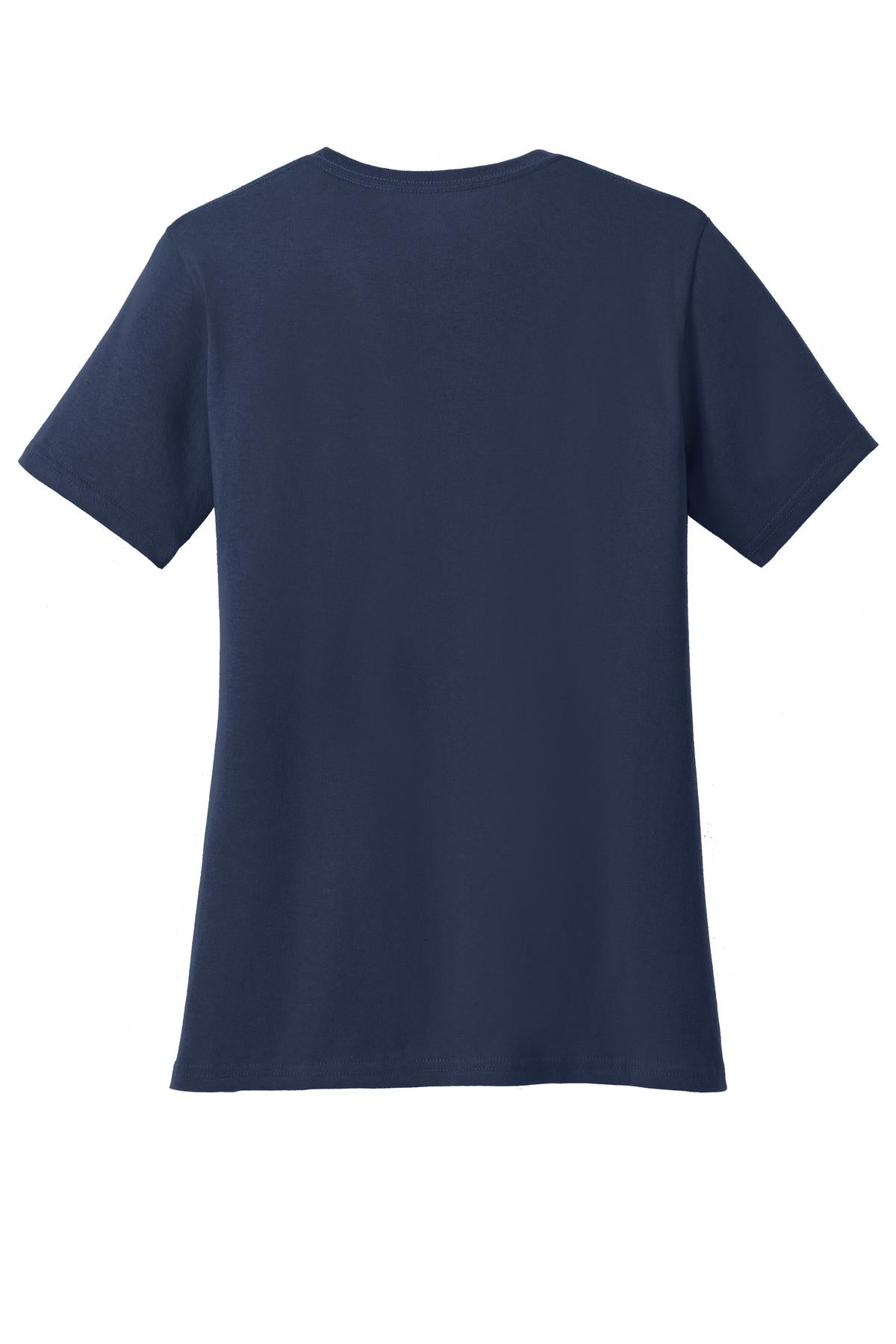 Rear View of Navy Port & Co Women's Core Cotton V-Neck Tee. LPC54V plain