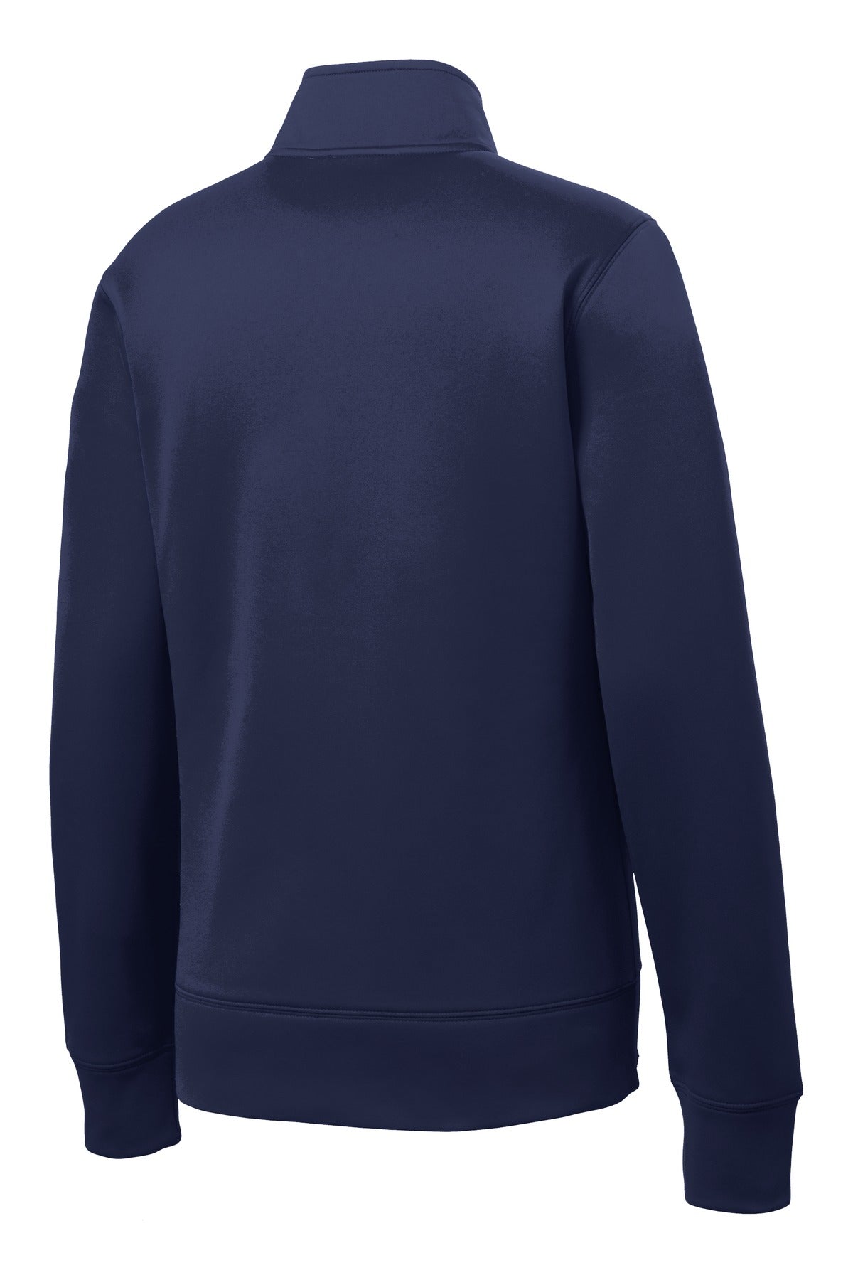 Rear View of Navy Sport-Tek Women's Sport-Wick Fleece Full-Zip Jacket. LST241 plain
