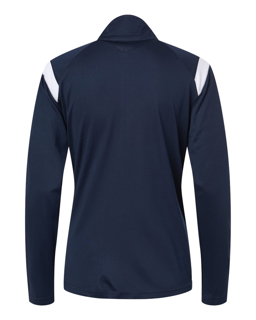 Rear View of Navy/ White Women's On The Rise Outercore Warm-Up Jacket - 7925 plain