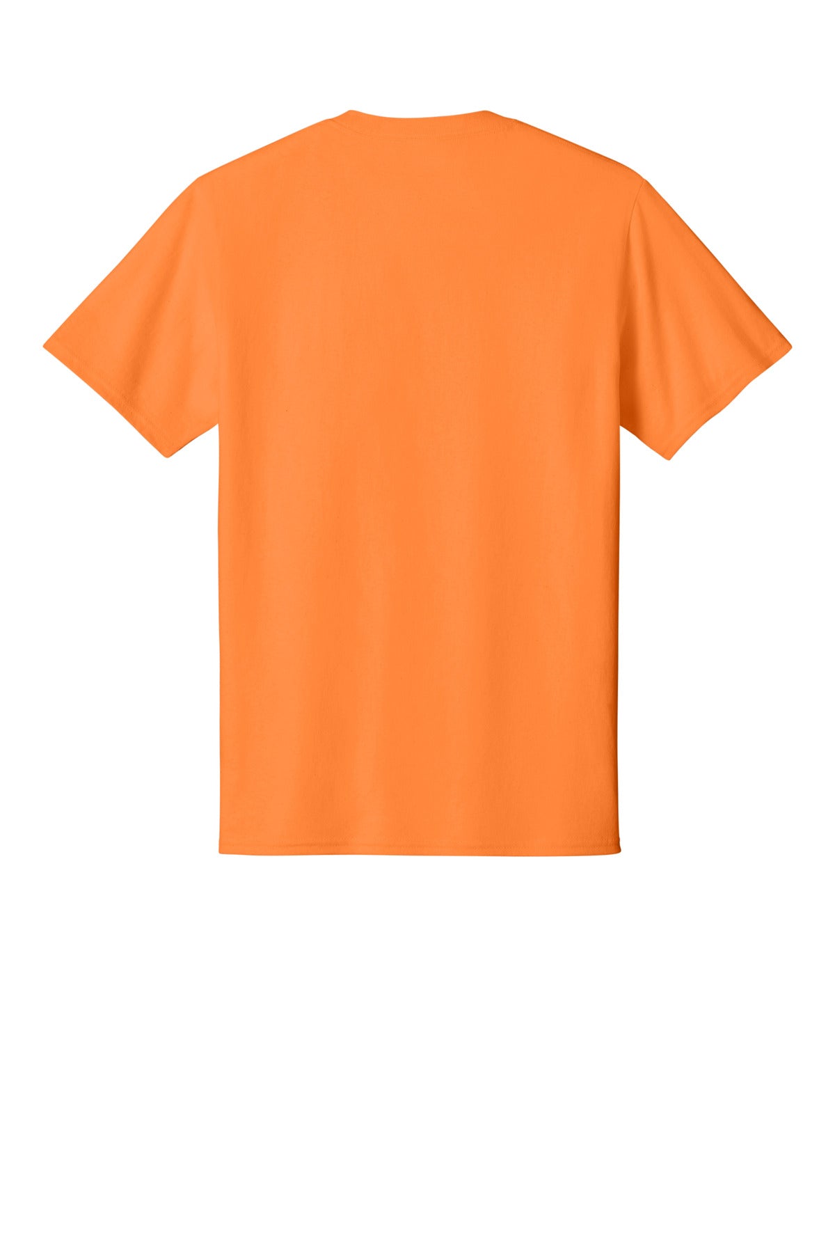 Rear View of Neon Orange Port & Co Core Cotton Tee. PC54 plain