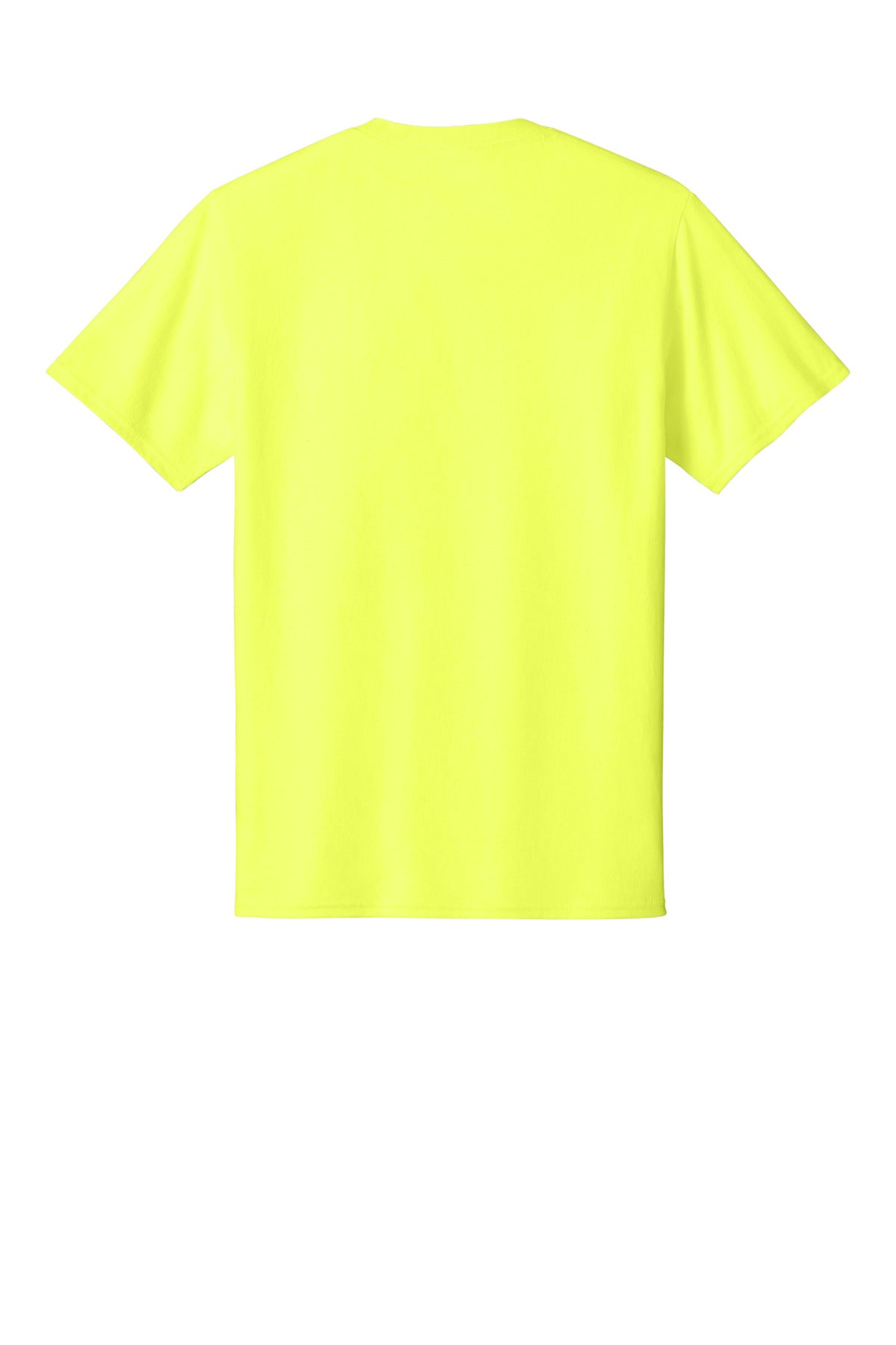 Rear View of Neon Yellow Port & Co Core Cotton Tee. PC54 plain