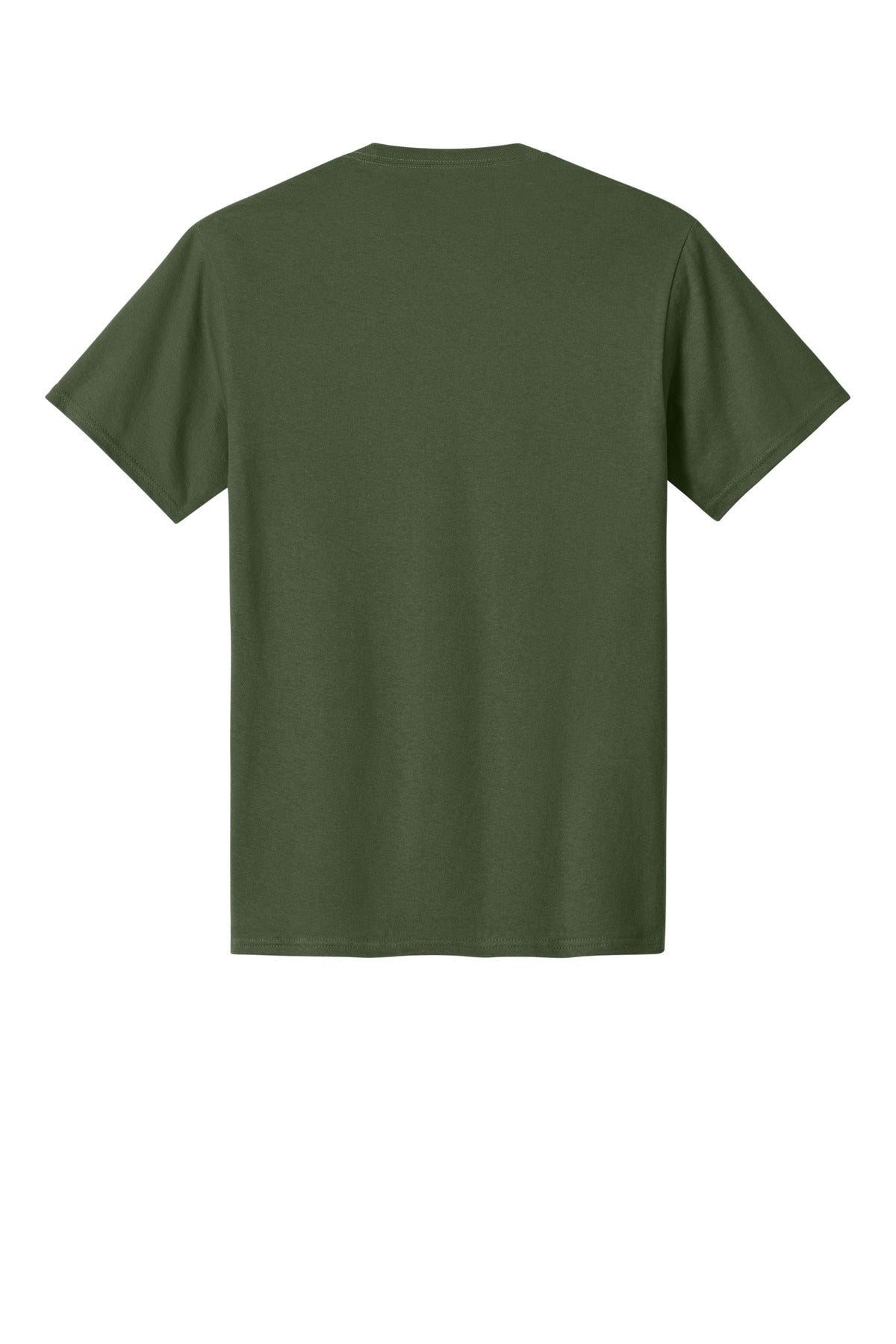 Rear View of Olive Port & Co Core Cotton Tee. PC54 plain
