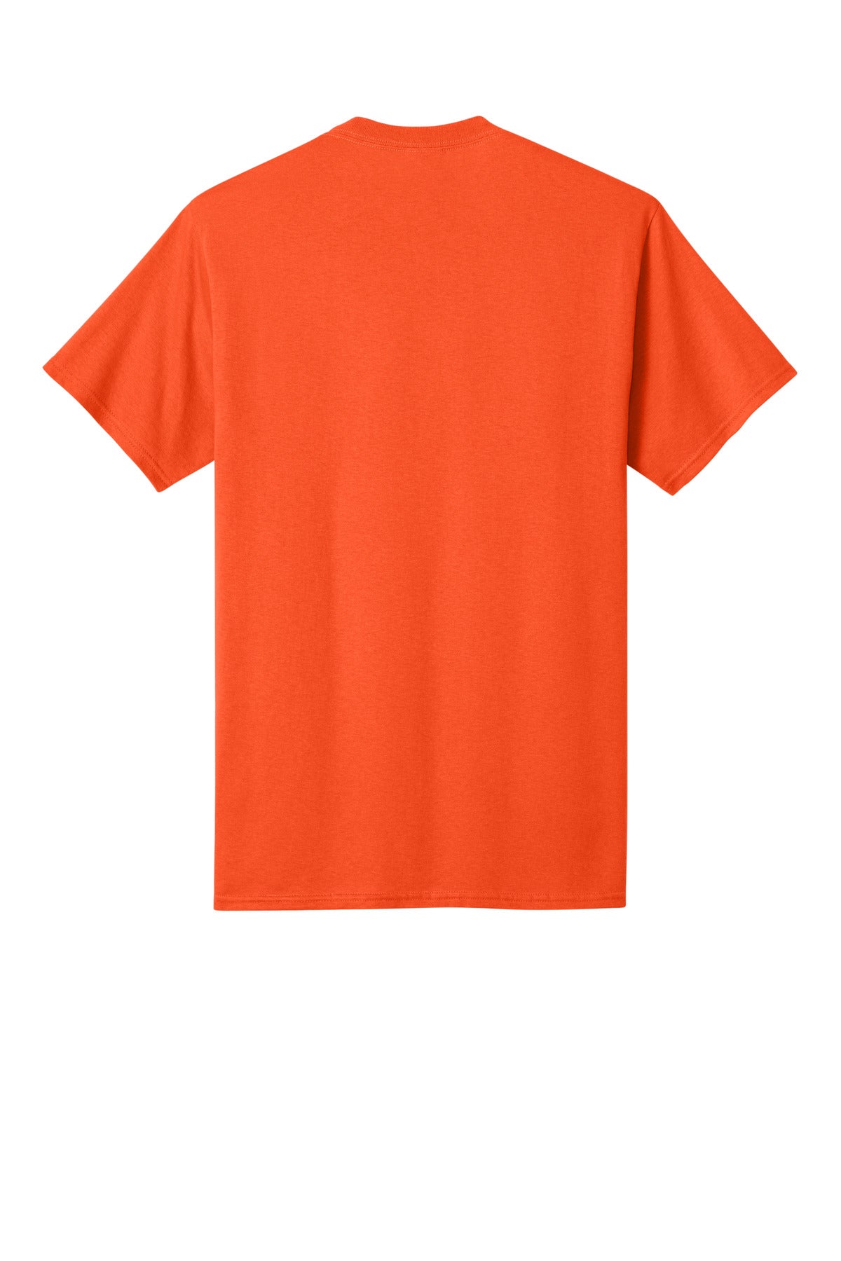 Rear View of Orange Port & Co Core Cotton Tee. PC54 plain