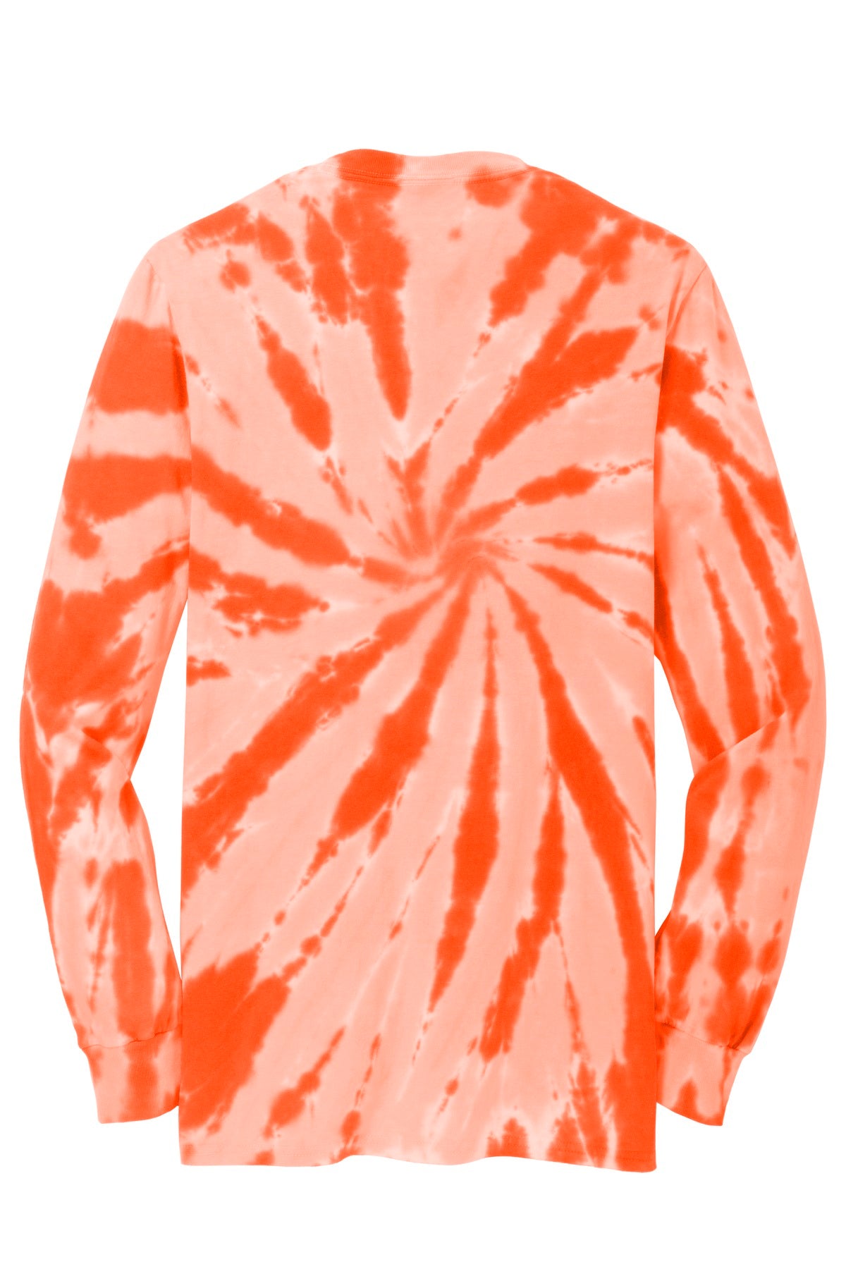Rear View of Orange Port & Co Tie-Dye Long Sleeve Tee. PC147LS plain