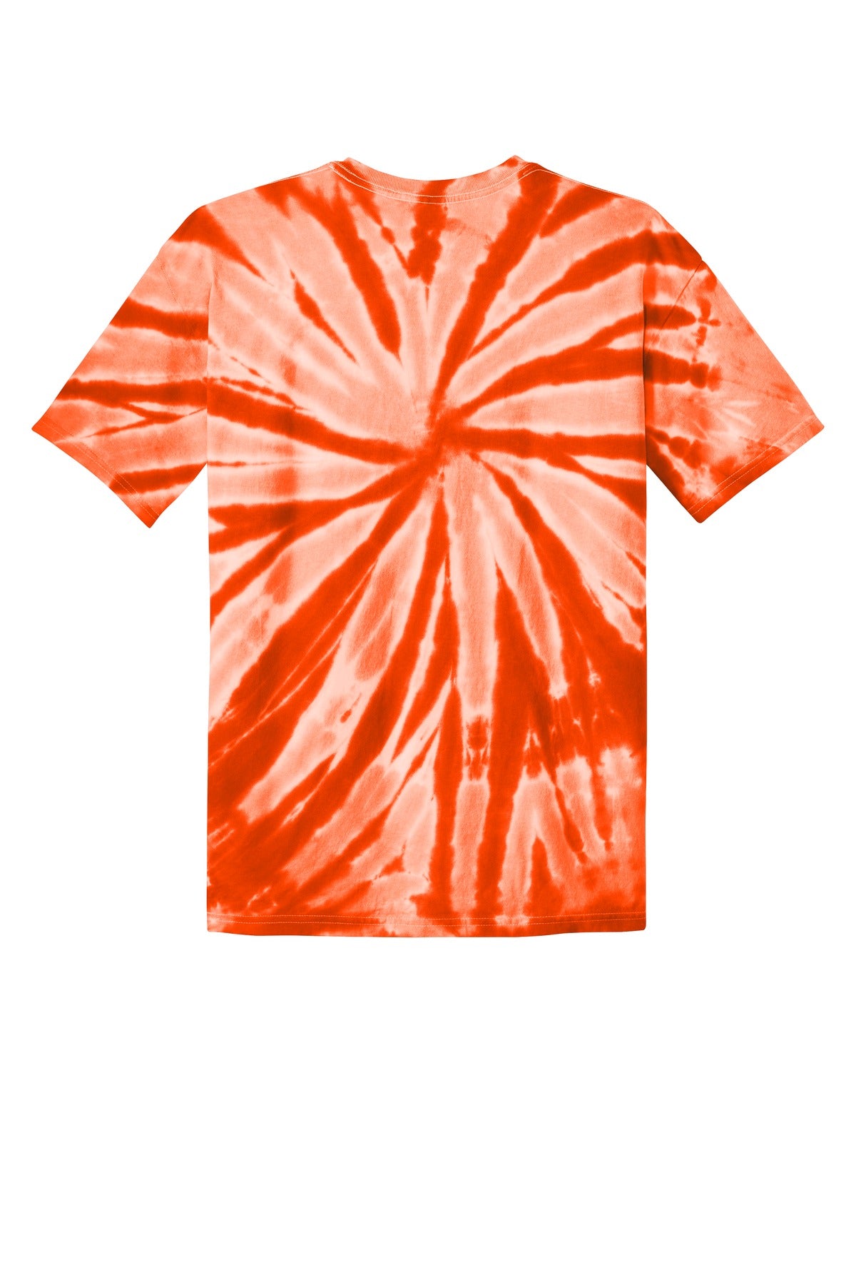 Rear View of Orange Port & Co Tie-Dye Tee. PC147 plain
