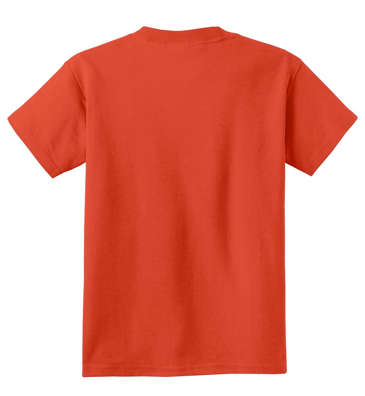 Rear View of Orange Port & Co Youth Core Cotton Tee. PC54Y plain