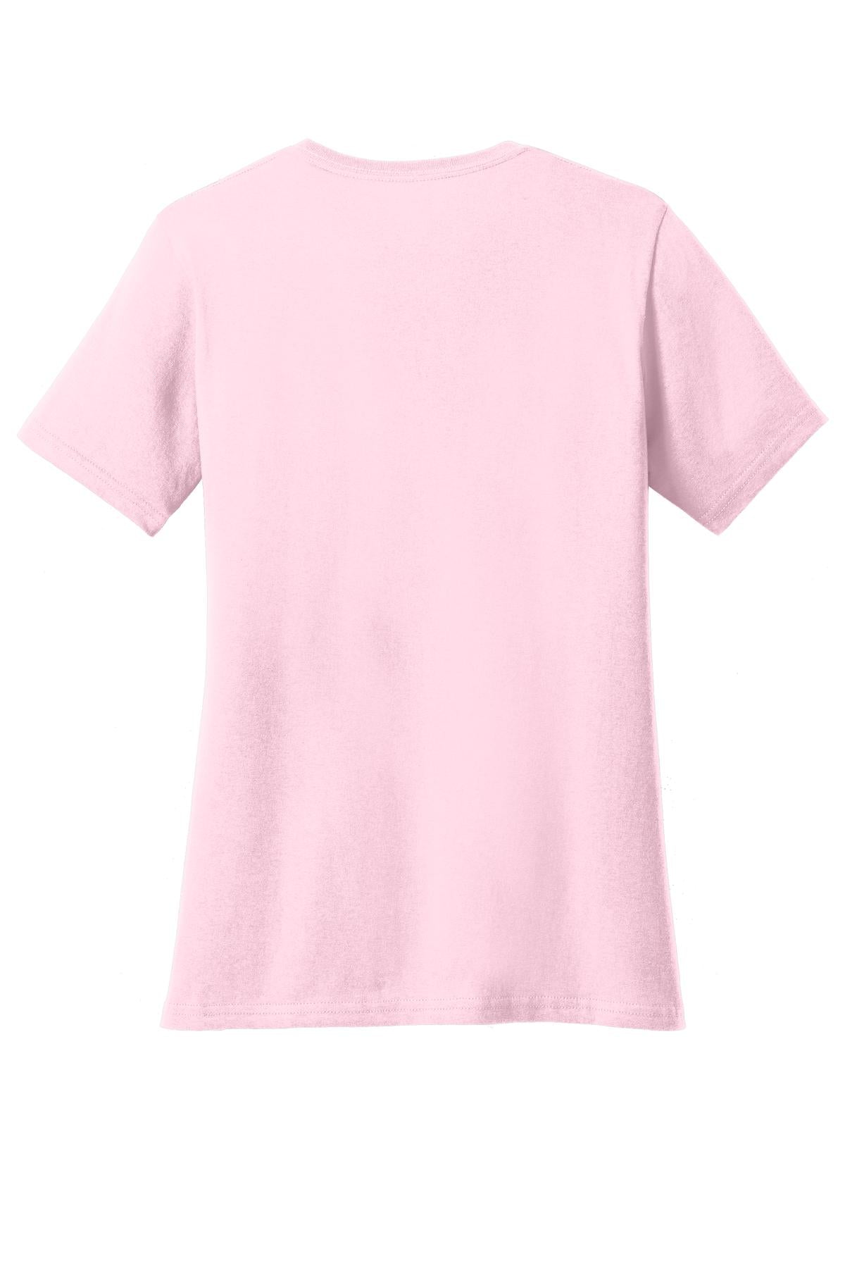 Rear View of Pale Pink Port & Co Women's Core Cotton Tee. LPC54 plain