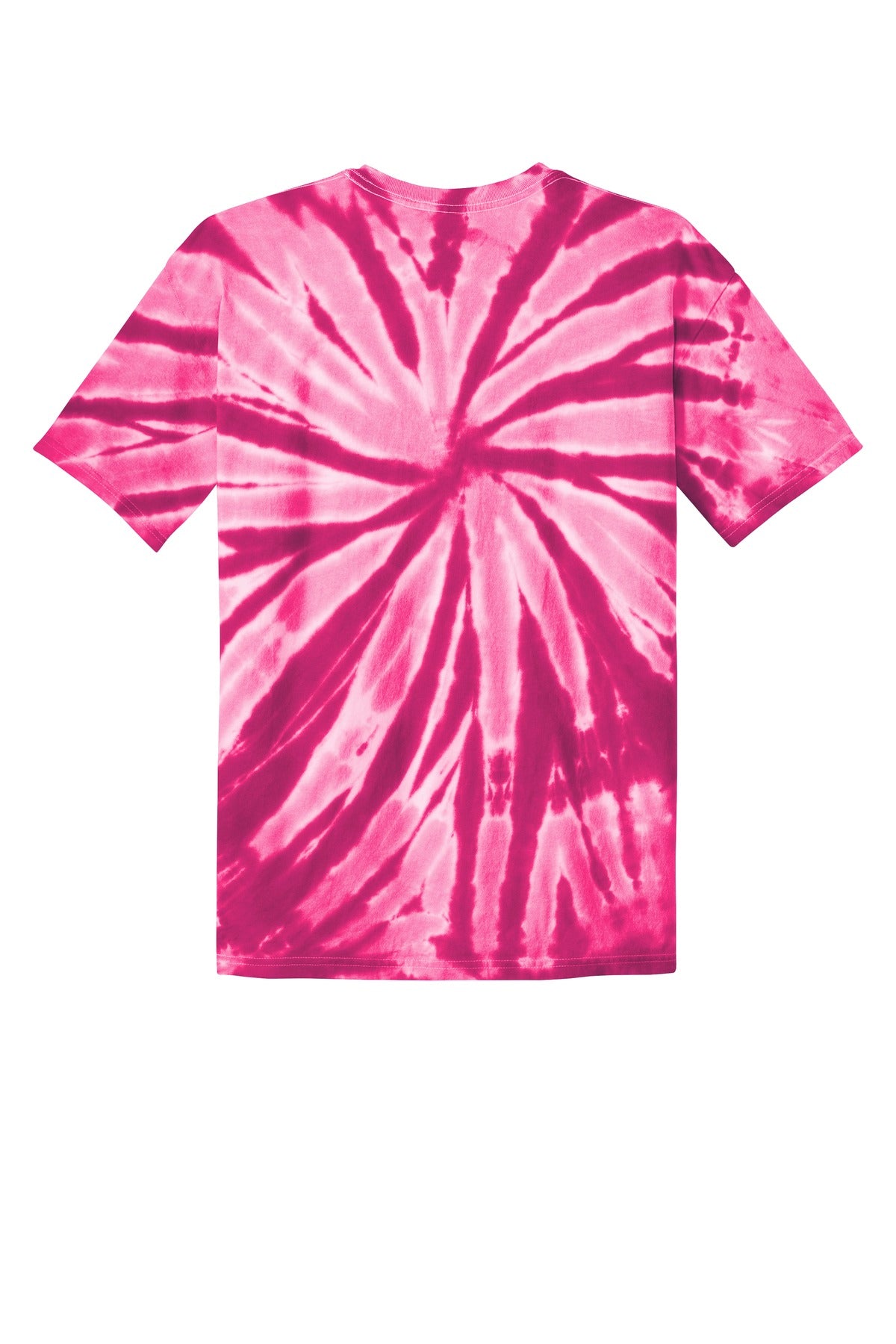 Rear View of Pink Port & Co Tie-Dye Tee. PC147 plain