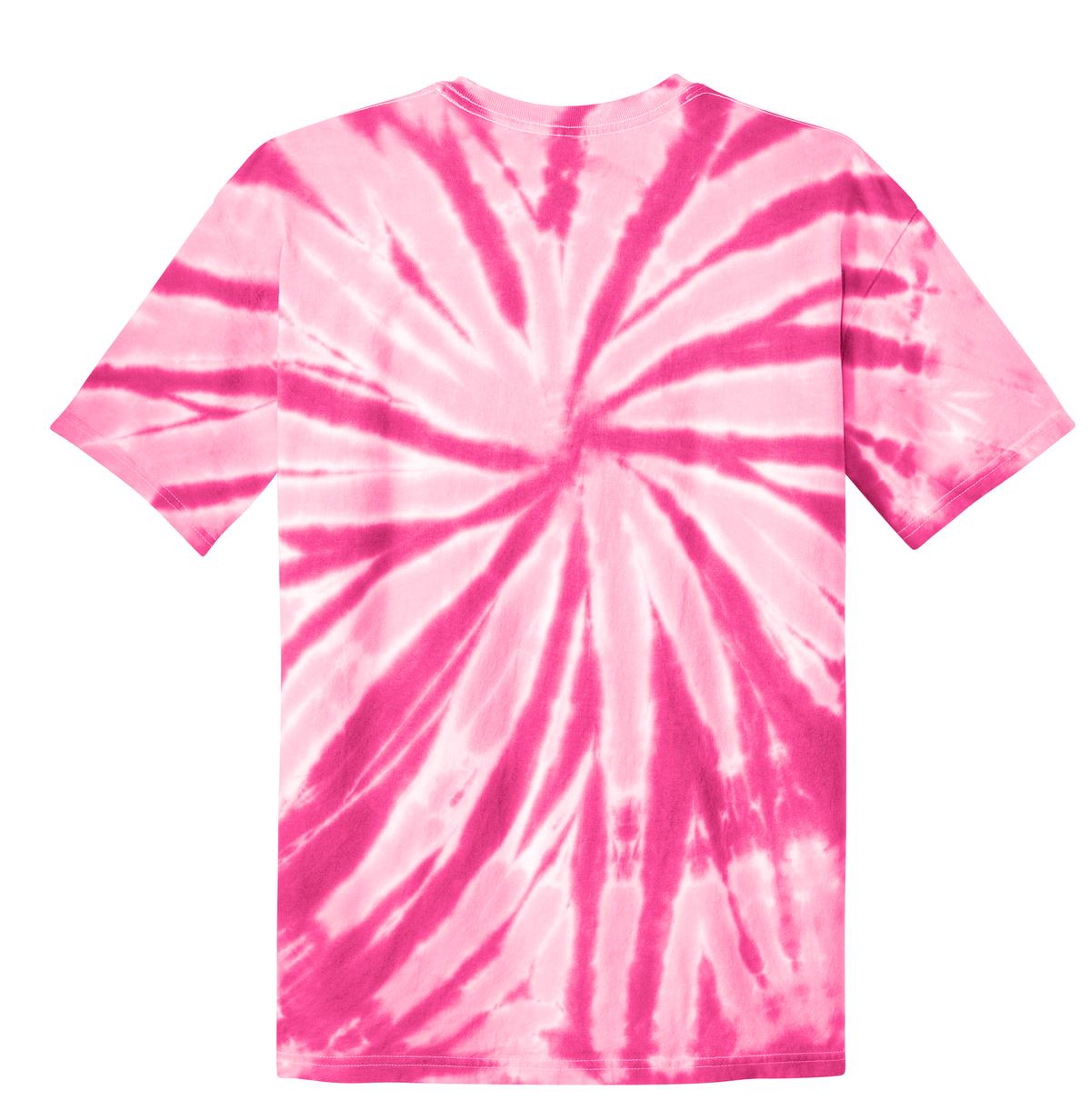 Rear View of Pink Port & Co Tie-Dye Tee. PC147