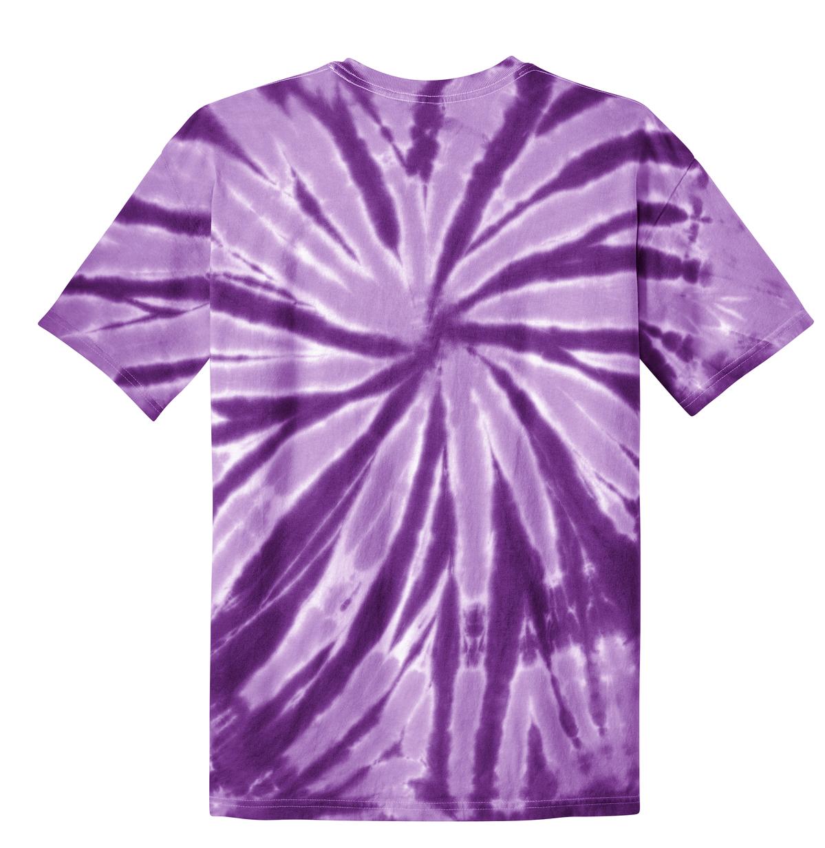 Rear View of Purple Port & Co Tie-Dye Tee. PC147
