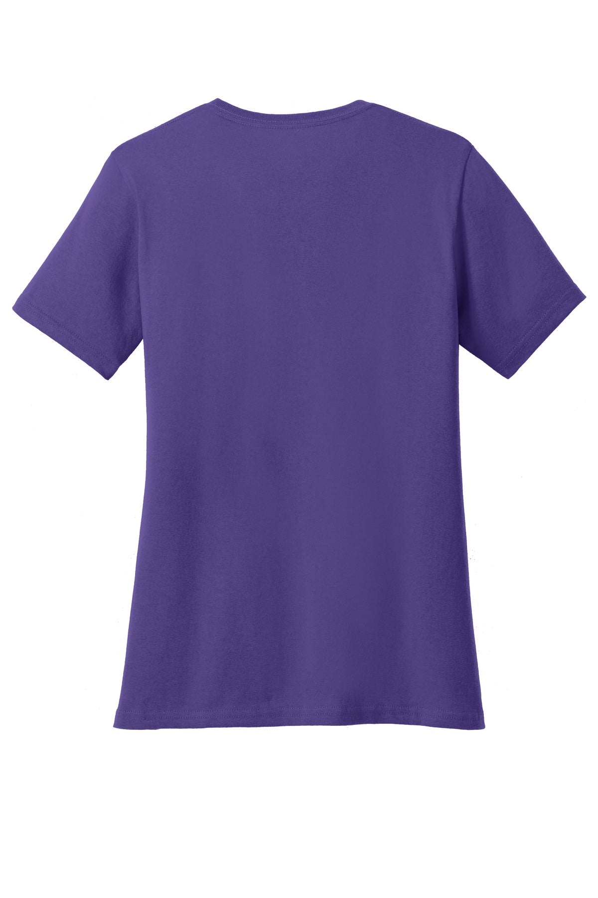 Rear View of Purple Port & Co Women's Core Cotton V-Neck Tee. LPC54V plain