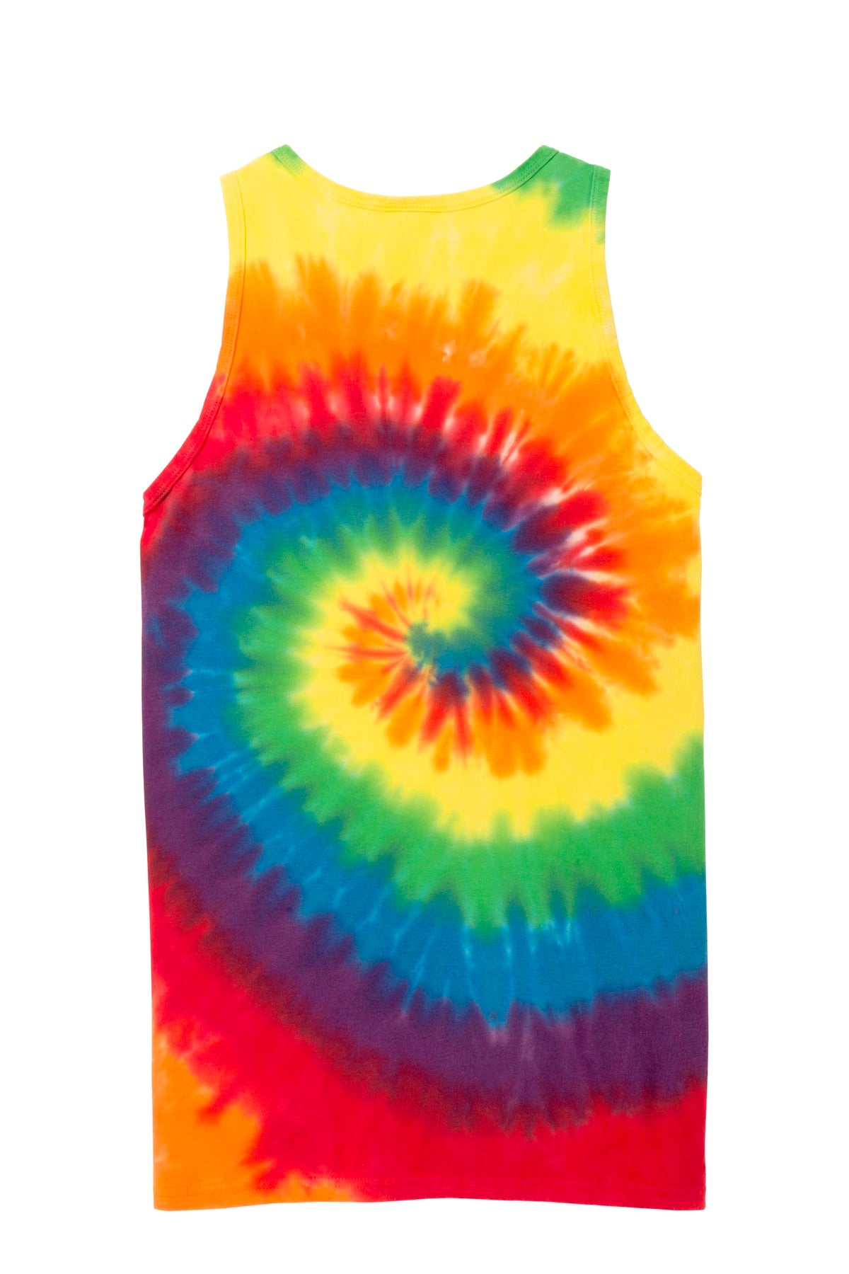 Rear View of Rainbow Port & Co Tie-Dye Tank Top. PC147TT