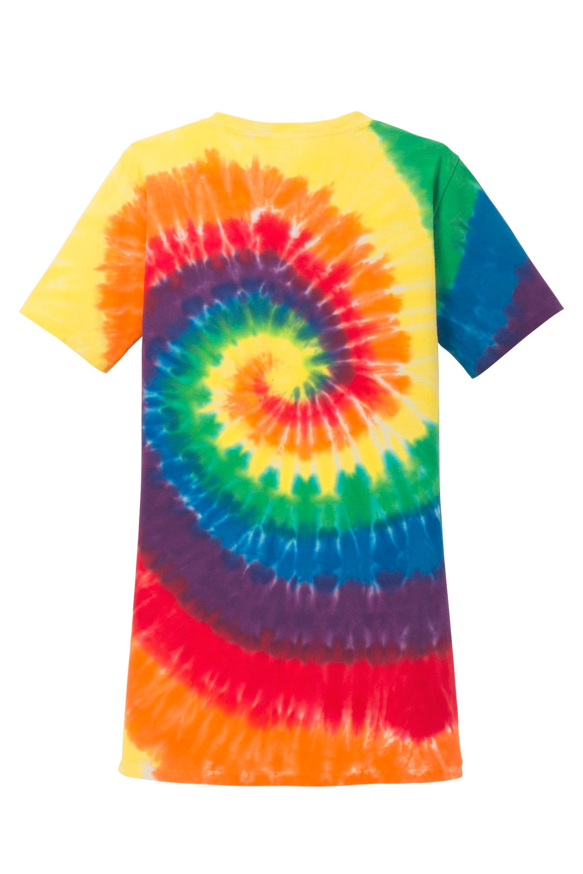 Rear View of Rainbow Port & Co Women's Tie-Dye V-Neck Tee. LPC147V
