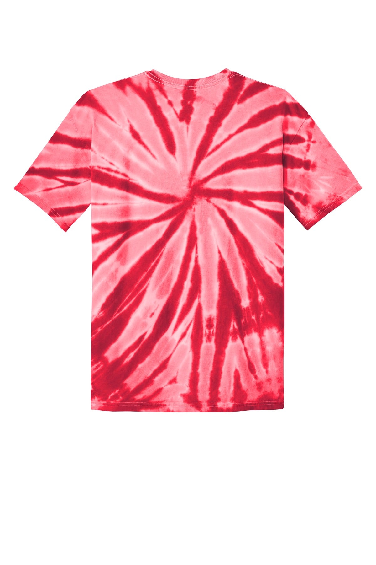 Rear View of Red Port & Co Tie-Dye Tee. PC147 plain