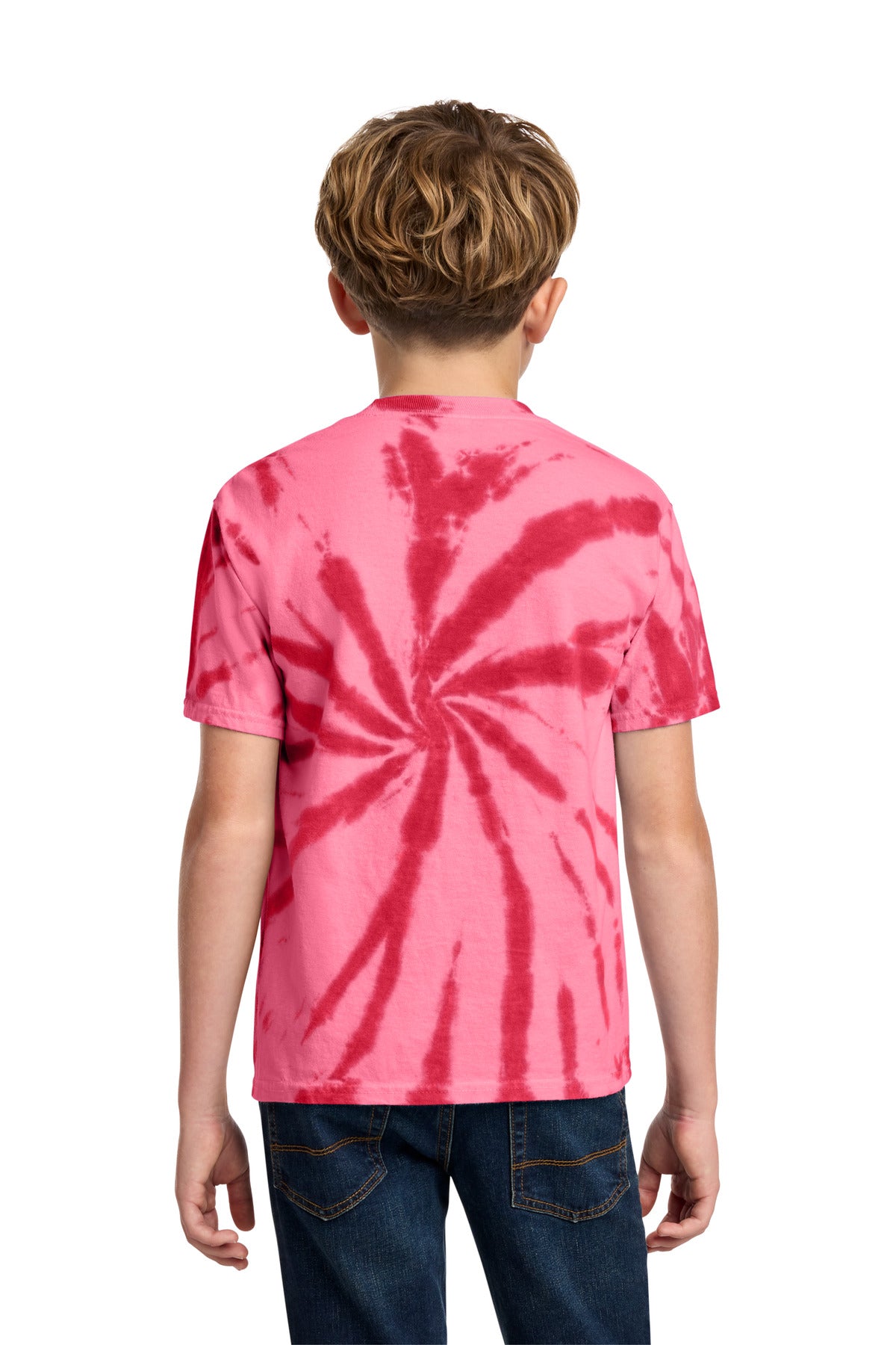 Rear View of Red Port & Co Youth Tie-Dye Tee. PC147Y plain