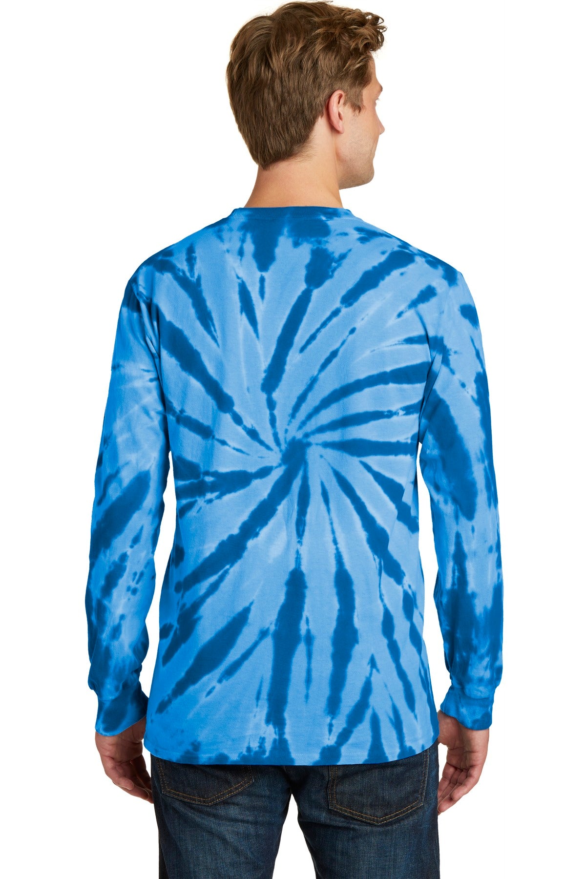 Rear View of Royal Port & Co Tie-Dye Long Sleeve Tee. PC147LS plain