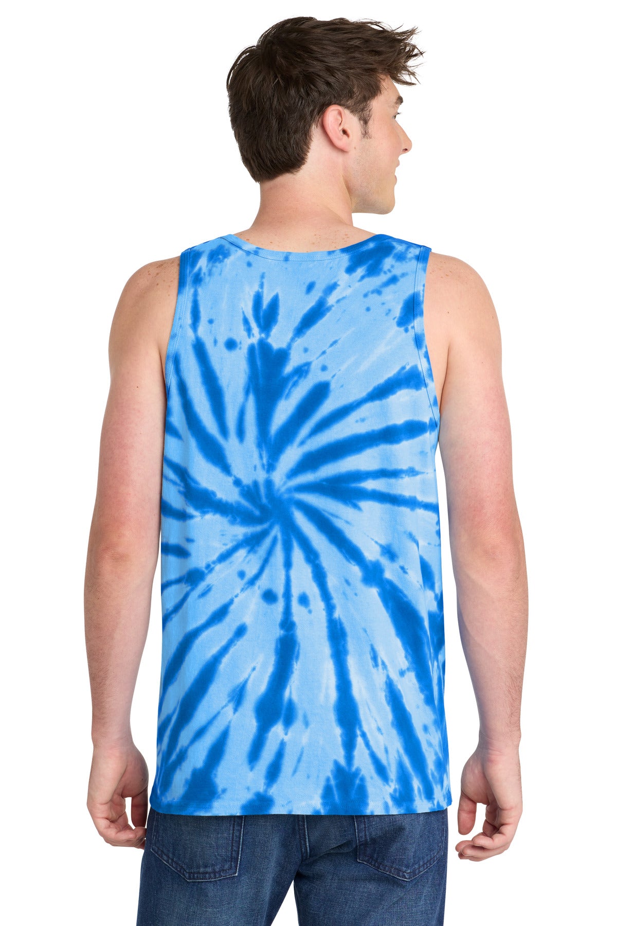 Rear View of Royal Port & Co Tie-Dye Tank Top. PC147TT plain