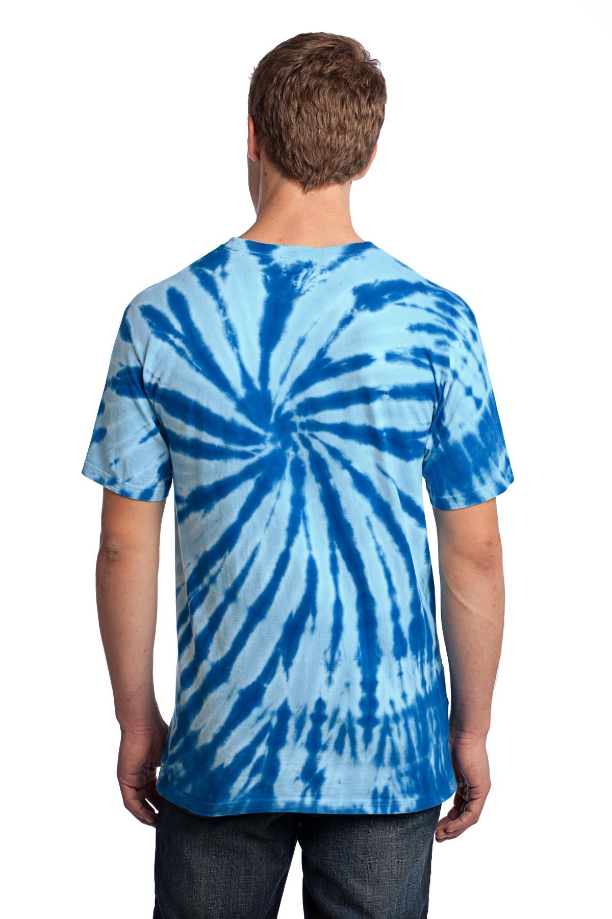 Rear View of Royal Port & Co Tie-Dye Tee. PC147 plain