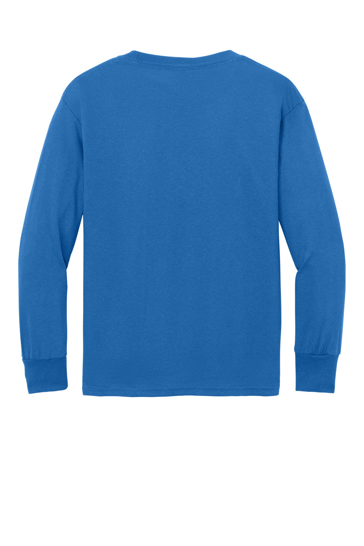 Rear View of Royal Port & Co Youth Long Sleeve Core Cotton Tee. PC54YLS plain