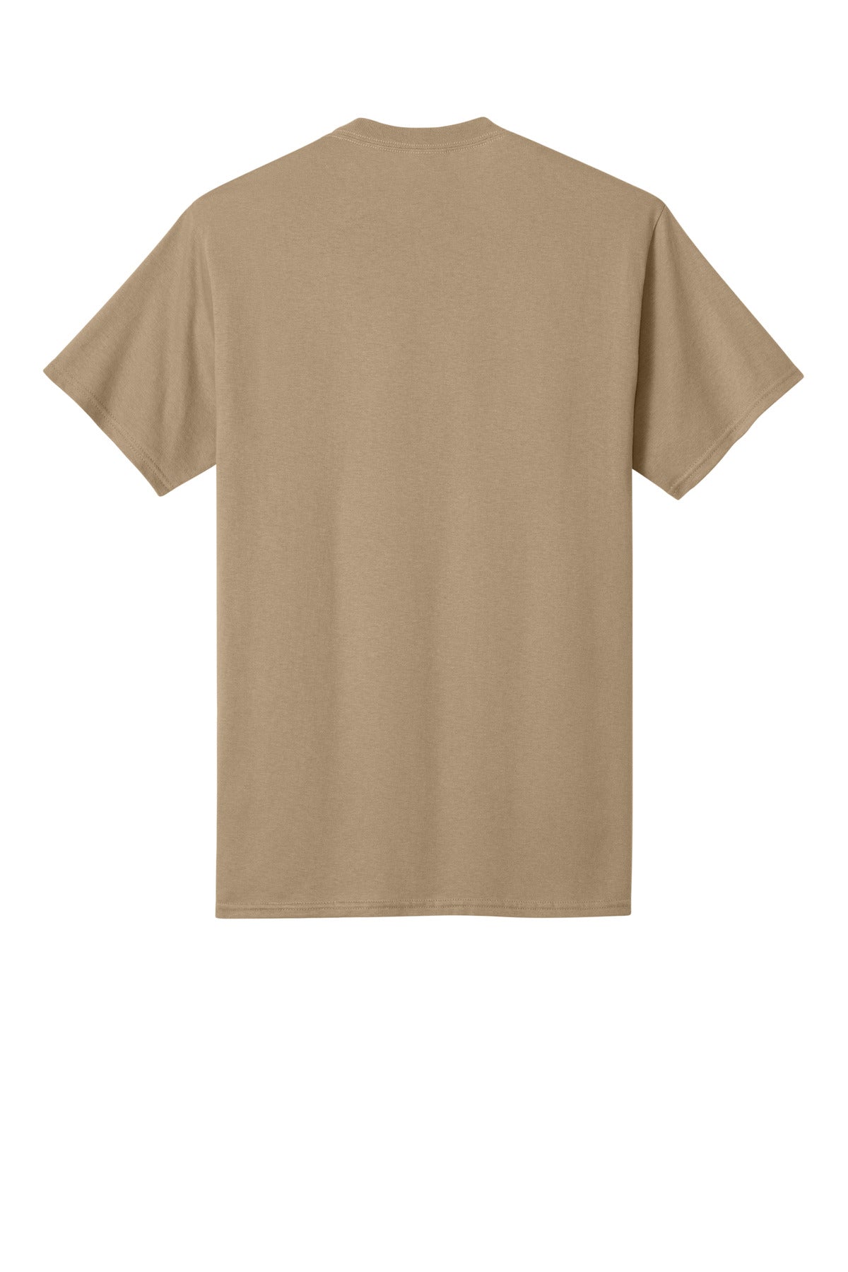 Rear View of Sand Port & Co Core Cotton Tee. PC54 plain