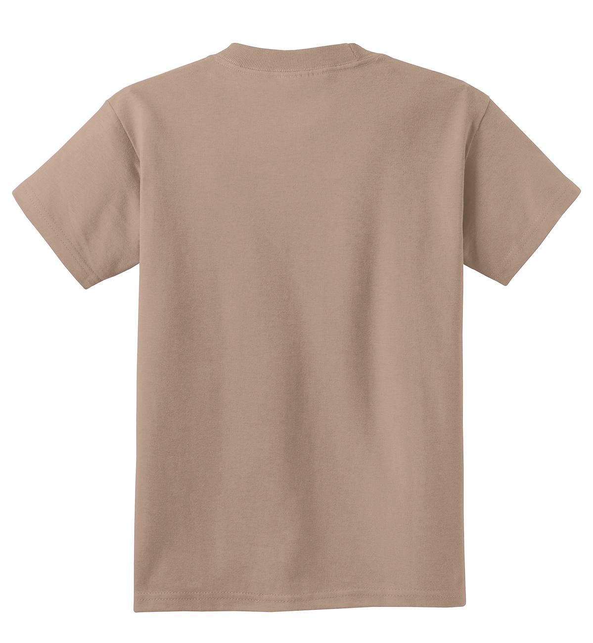 Rear View of Sand Port & Co Youth Core Cotton Tee. PC54Y plain