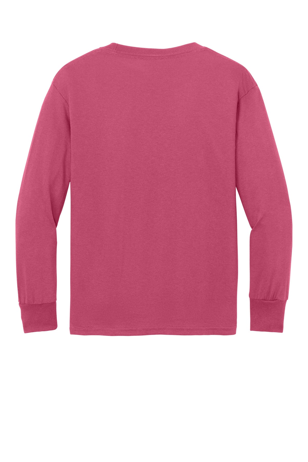 Rear View of Sangria Port & Co Youth Long Sleeve Core Cotton Tee. PC54YLS plain