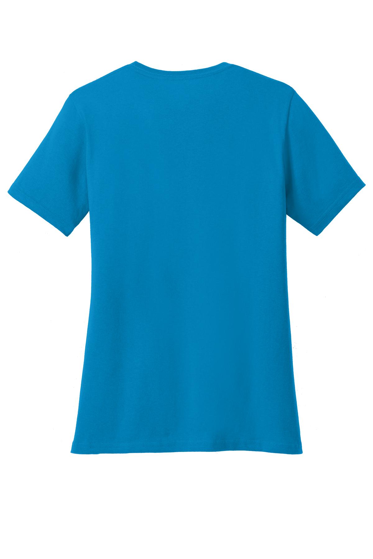 Rear View of Sapphire Port & Co Women's Core Cotton Tee. LPC54 plain