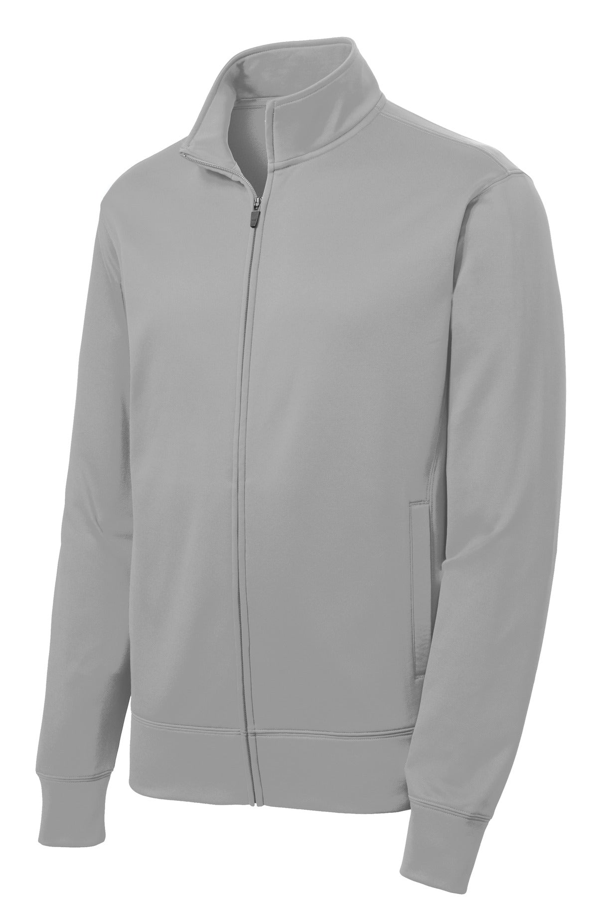 Rear View of Silver Sport-Tek Sport-Wick Fleece Full-Zip Jacket. ST241 plain