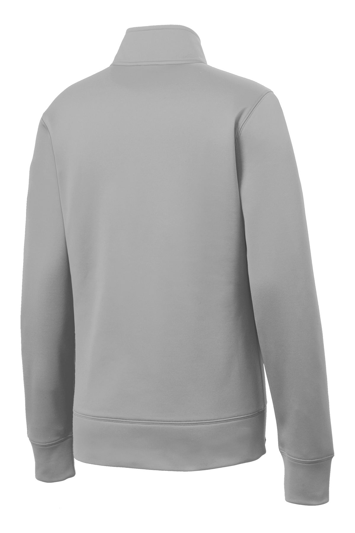 Rear View of Silver Sport-Tek Women's Sport-Wick Fleece Full-Zip Jacket. LST241 plain