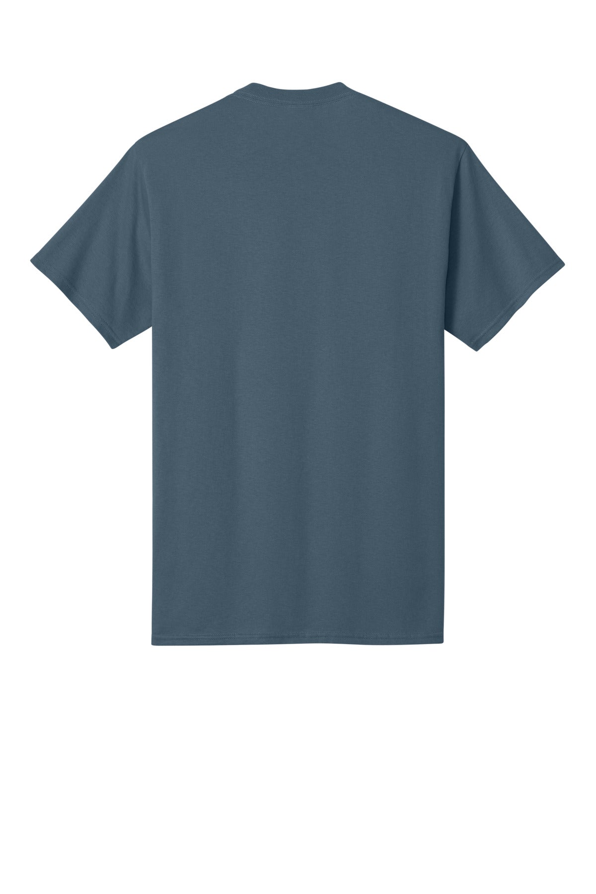 Rear View of Steel Blue Port & Co Core Cotton Tee. PC54 plain