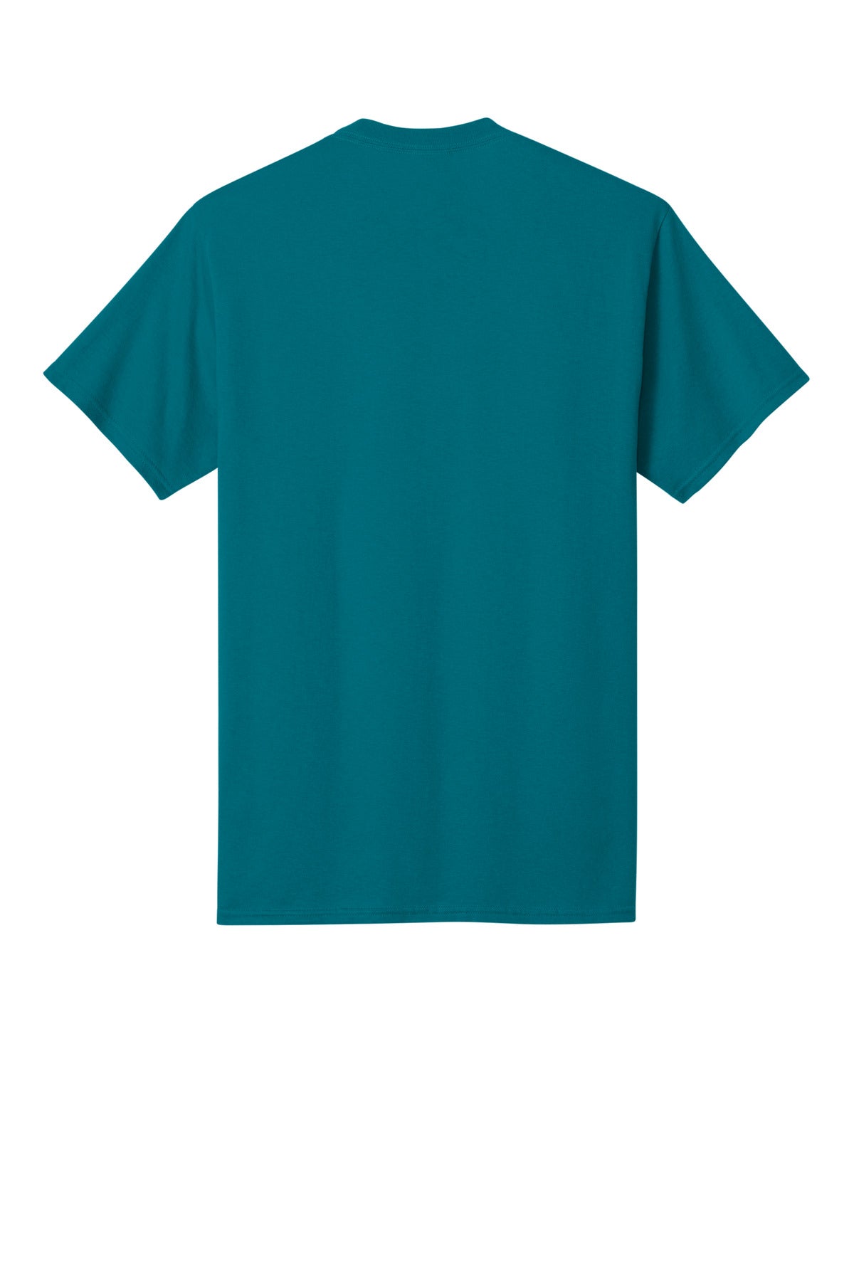 Rear View of Teal Port & Co Core Cotton Tee. PC54 plain