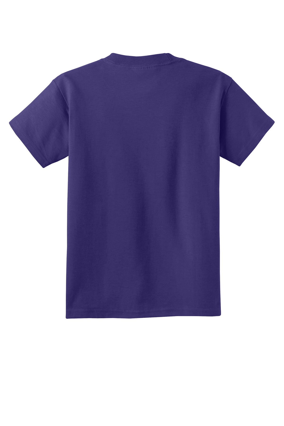 Rear View of Team Purple Port & Co Youth Core Cotton Tee. PC54Y plain