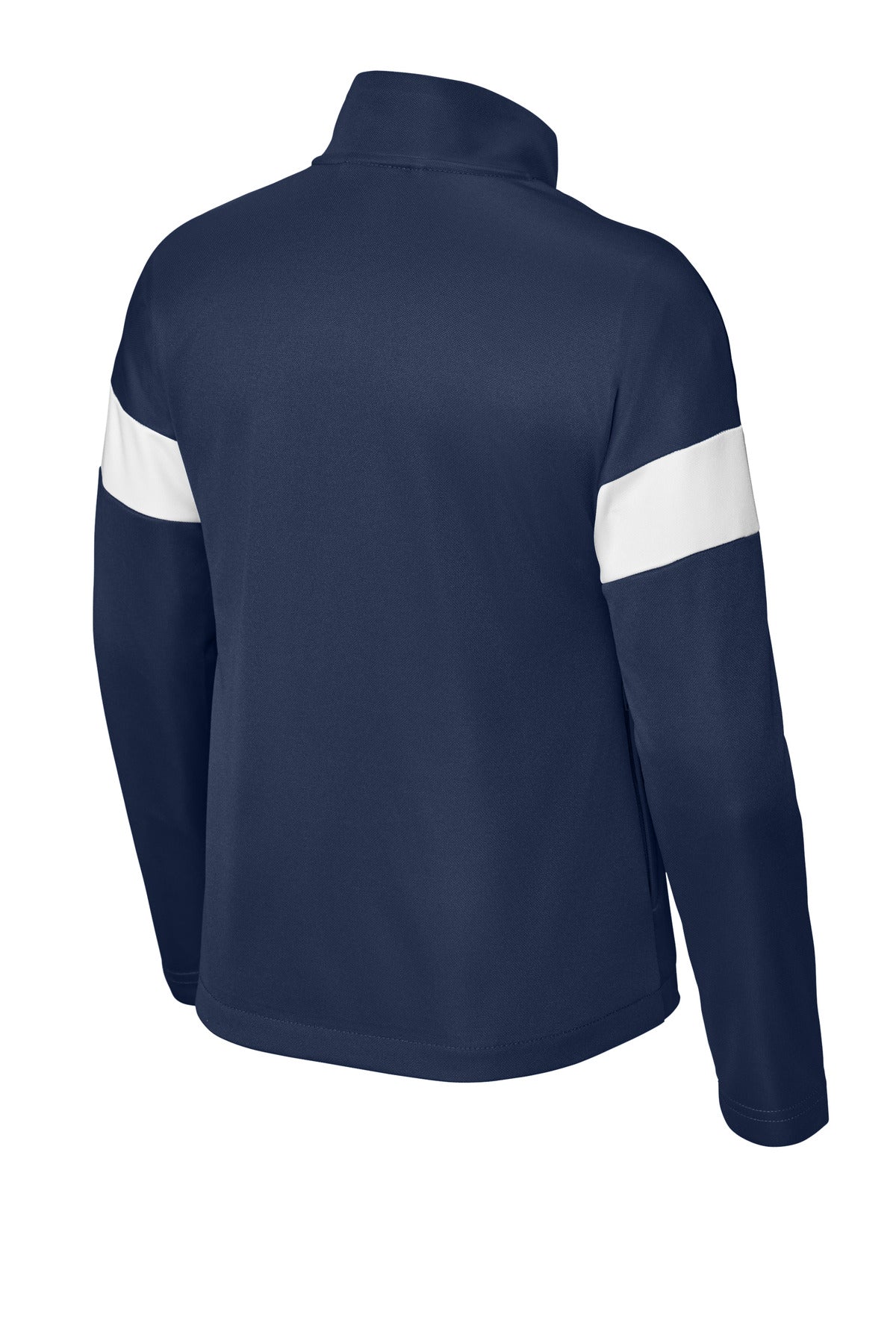 Rear View of TrNv/White Sport-Tek Youth Travel Full-Zip Jacket YST800 plain