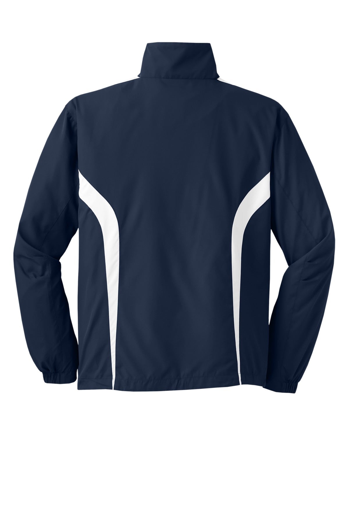 Rear View of True Navy/Wht Sport-Tek Colorblock Raglan Jacket. JST60