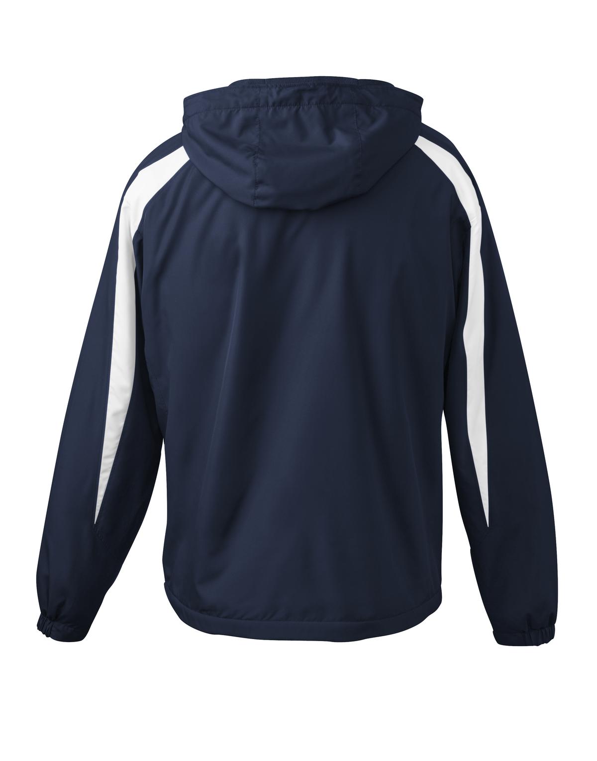 Rear View of True Navy/Wht Sport-Tek Fleece-Lined Colorblock Jacket. JST81 plain