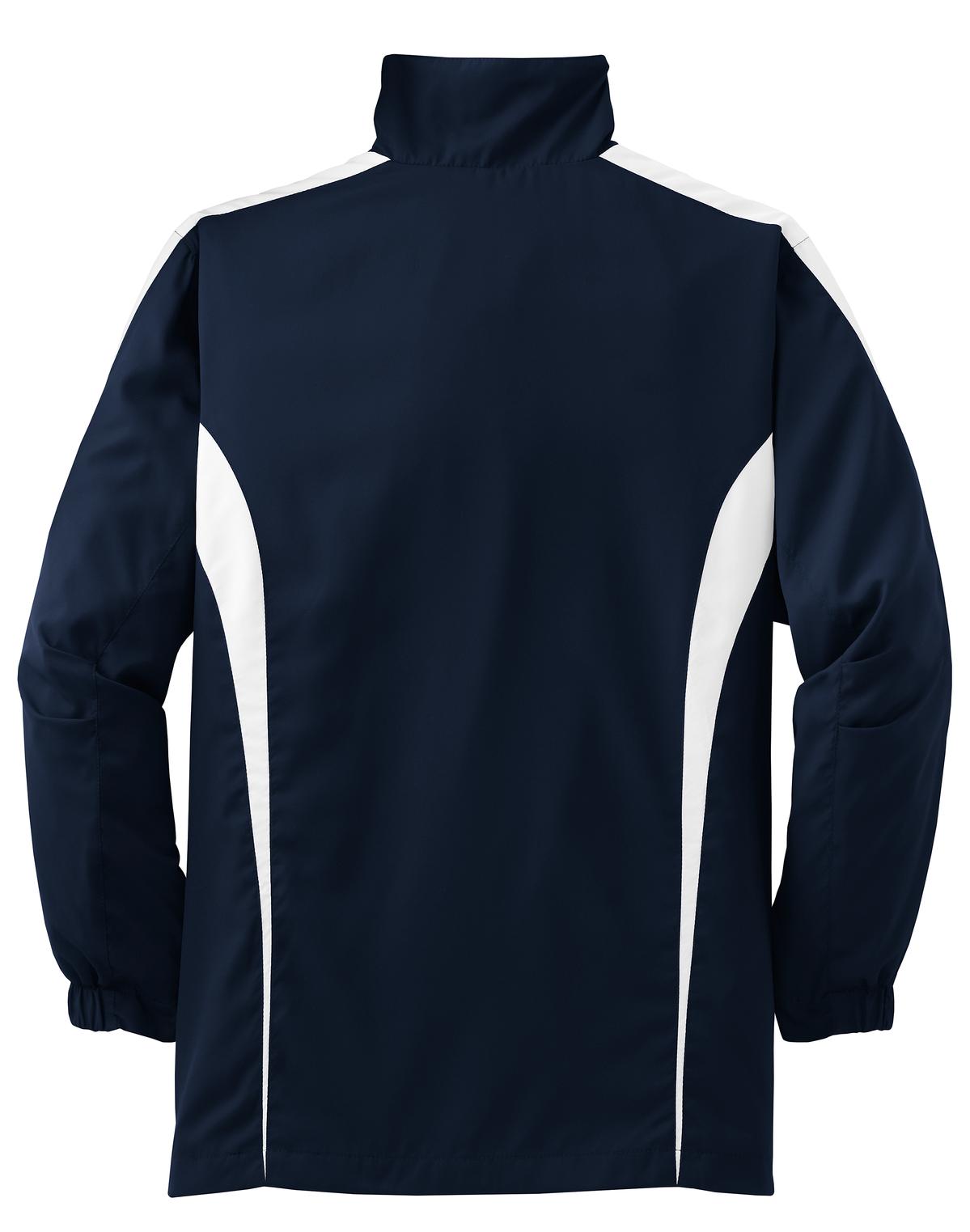 Rear View of True Navy/Wht Sport-Tek Youth Colorblock Raglan Jacket. YST60 plain