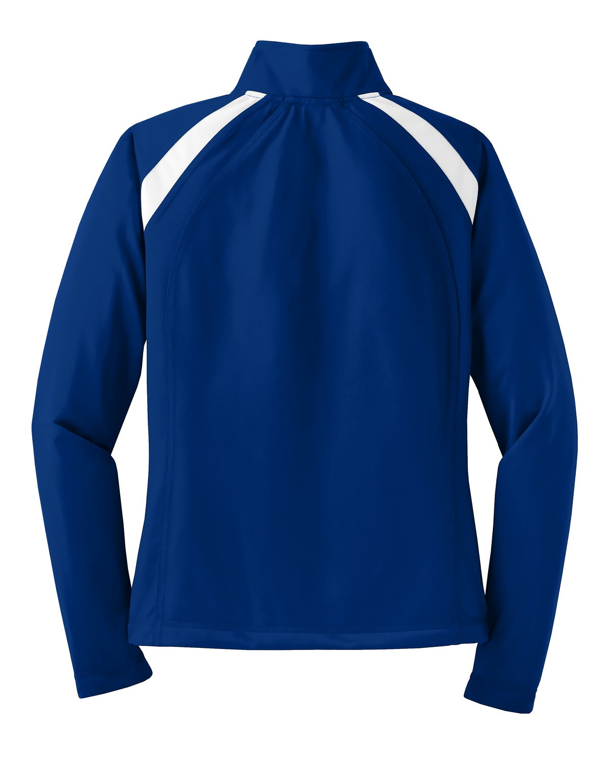 Rear View of True Royal/Wht Sport-Tek Women's Tricot Track Jacket. LST90 plain