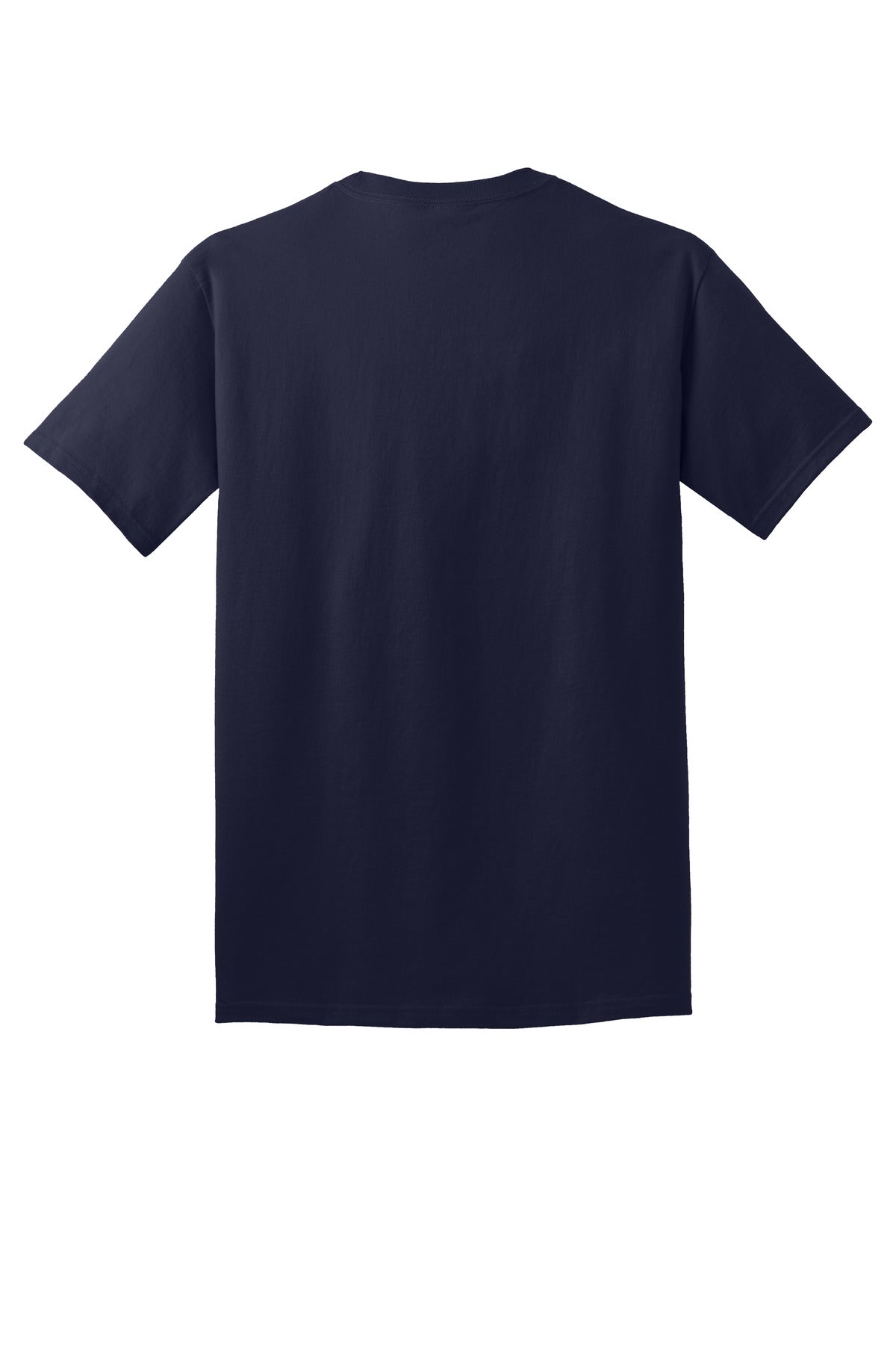 Rear View of TrueNavy Port & Co Core Cotton Tee. PC54 plain