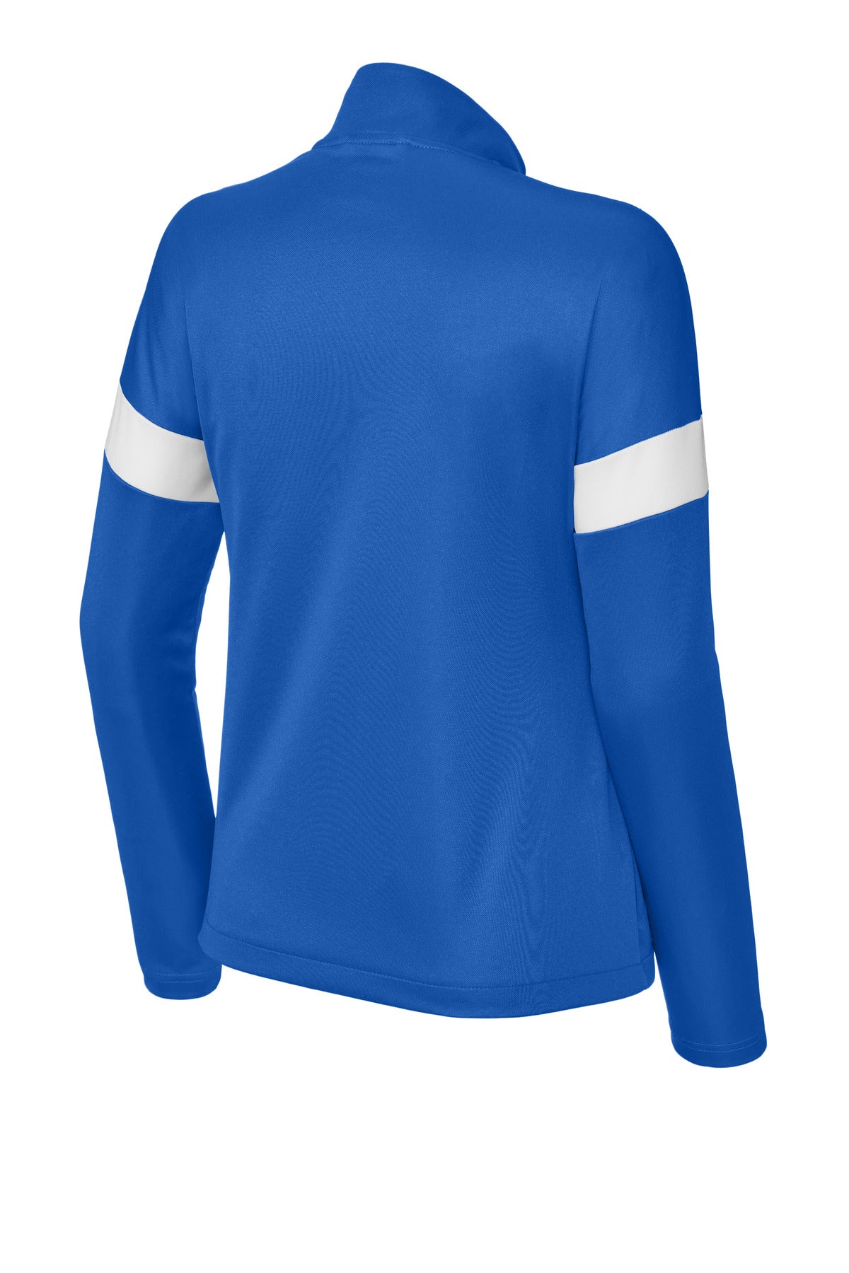 Rear View of TRy/White Sport-Tek Women's Travel Full-Zip Jacket LST800 plain