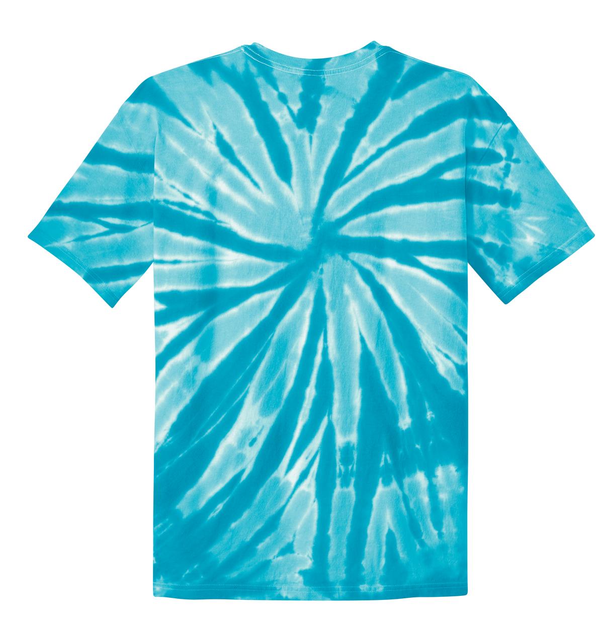 Rear View of Turquoise Port & Co Tie-Dye Tee. PC147