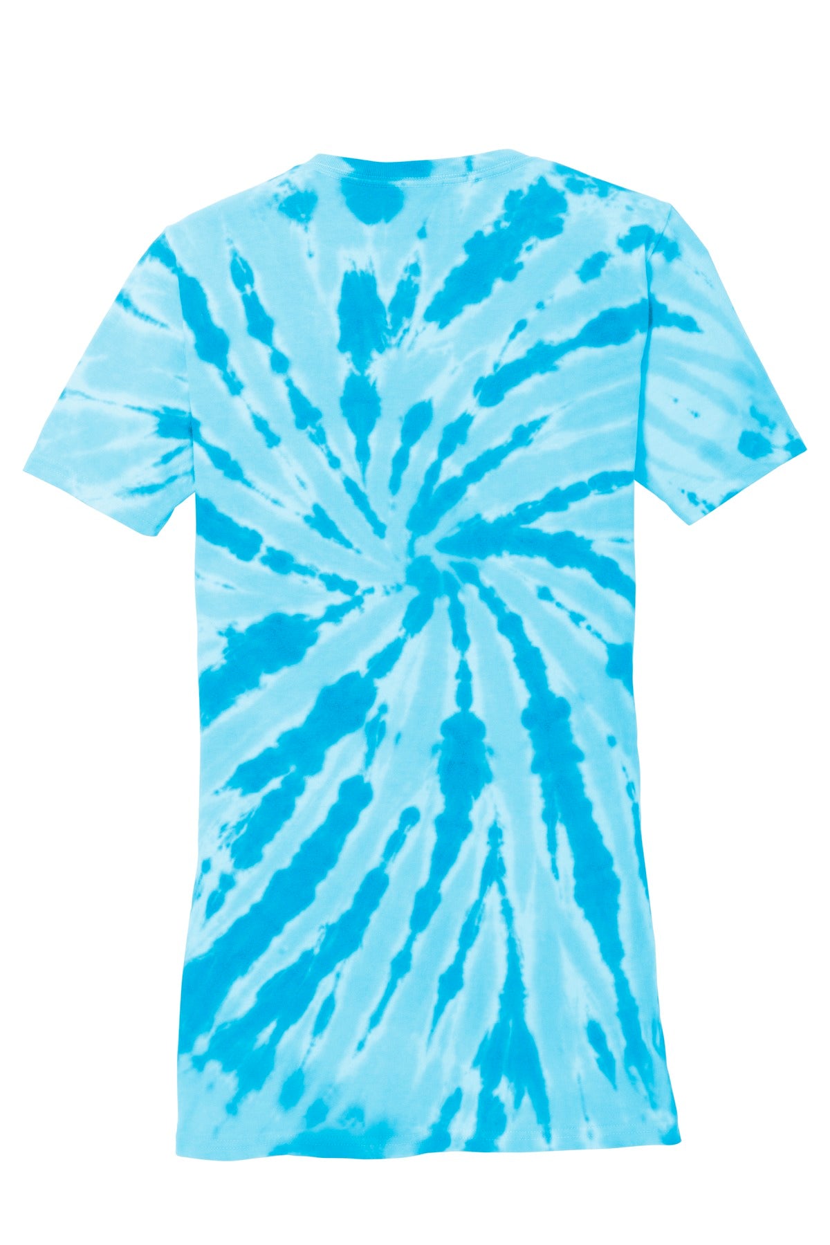 Rear View of Turquoise Port & Co Women's Tie-Dye V-Neck Tee. LPC147V plain