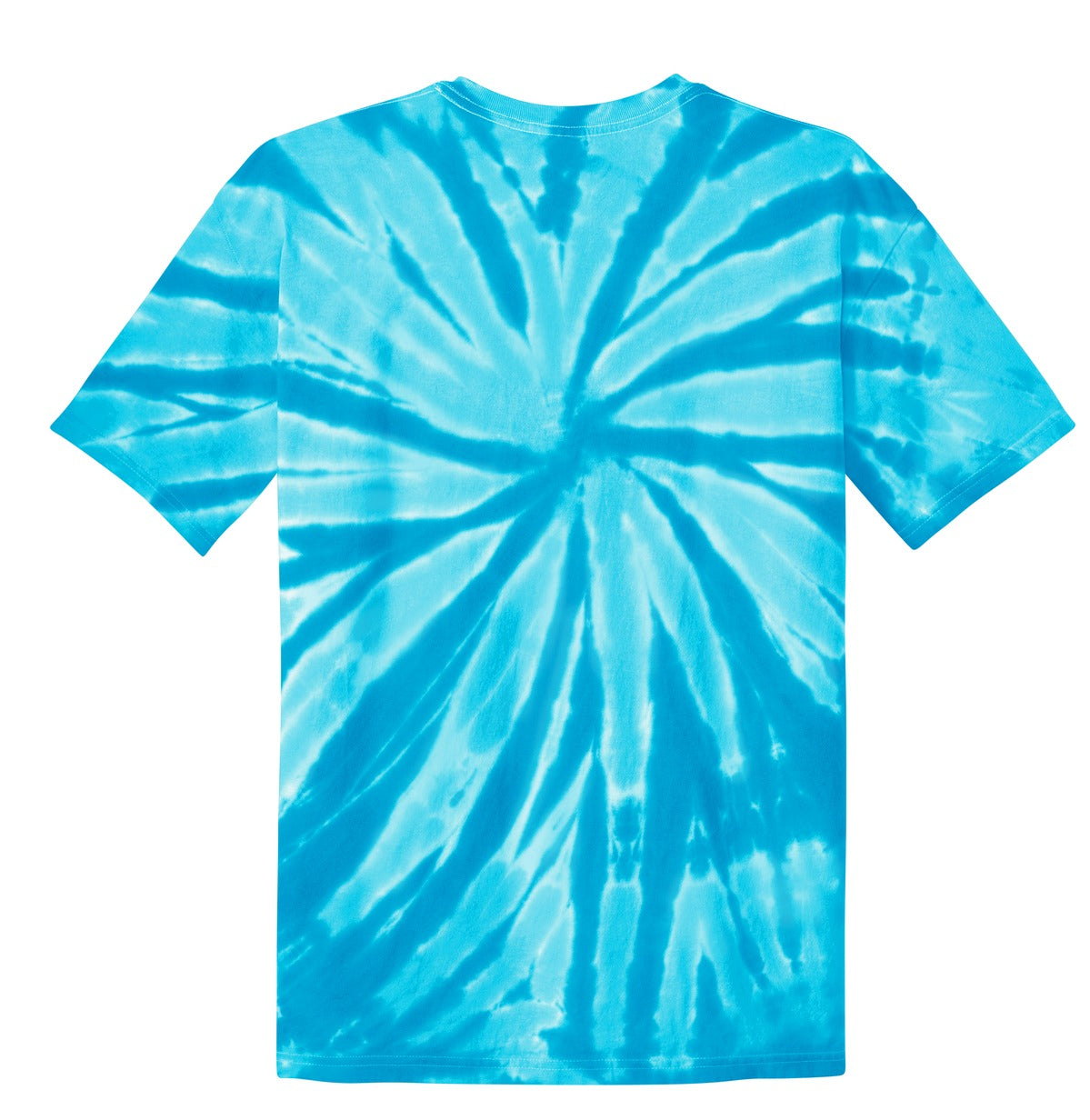 Rear View of Turquoise Port & Co Youth Tie-Dye Tee. PC147Y