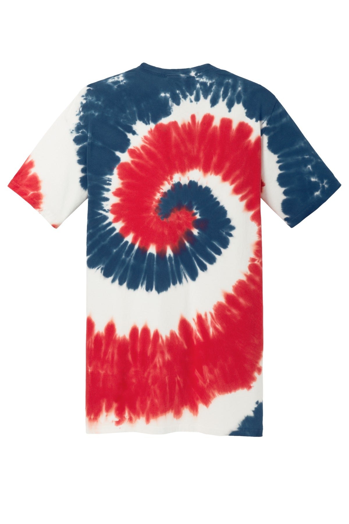 Rear View of USA RAINBOW Port & Co Tie-Dye Tee. PC147 plain