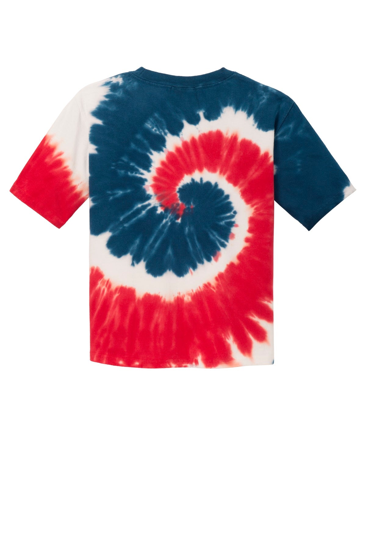 Rear View of USA Rainbow Port & Co Youth Tie-Dye Tee. PC147Y plain