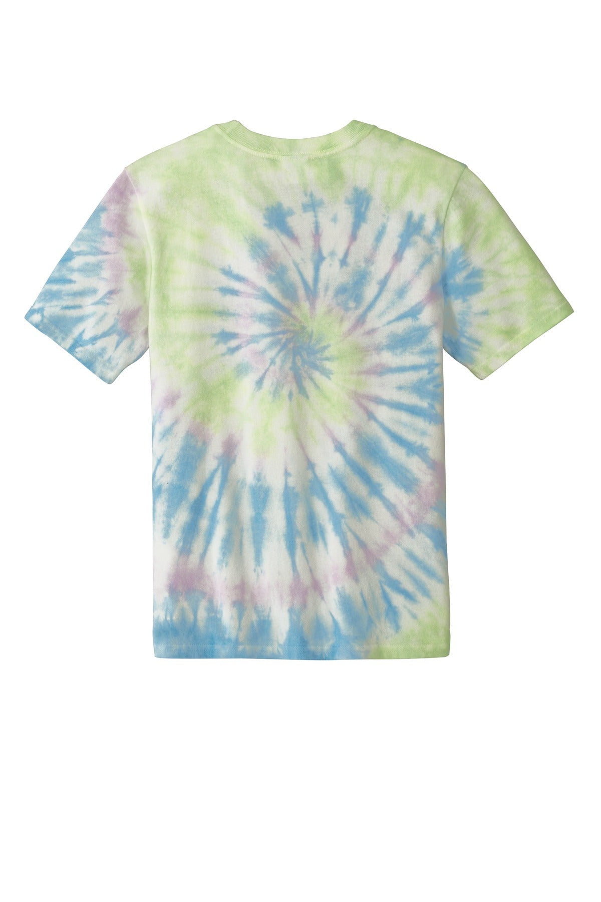 Rear View of Watercolor Sp Port & Co Tie-Dye Tee. PC147 plain
