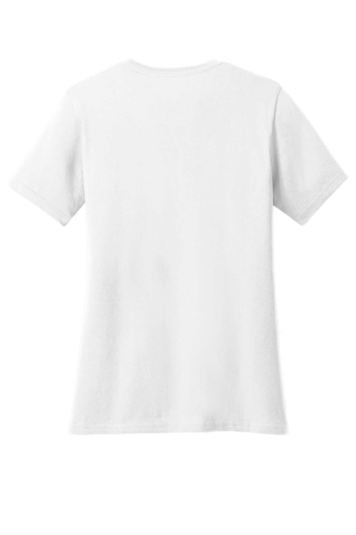 Rear View of White Port & Co Women's Core Cotton V-Neck Tee. LPC54V plain
