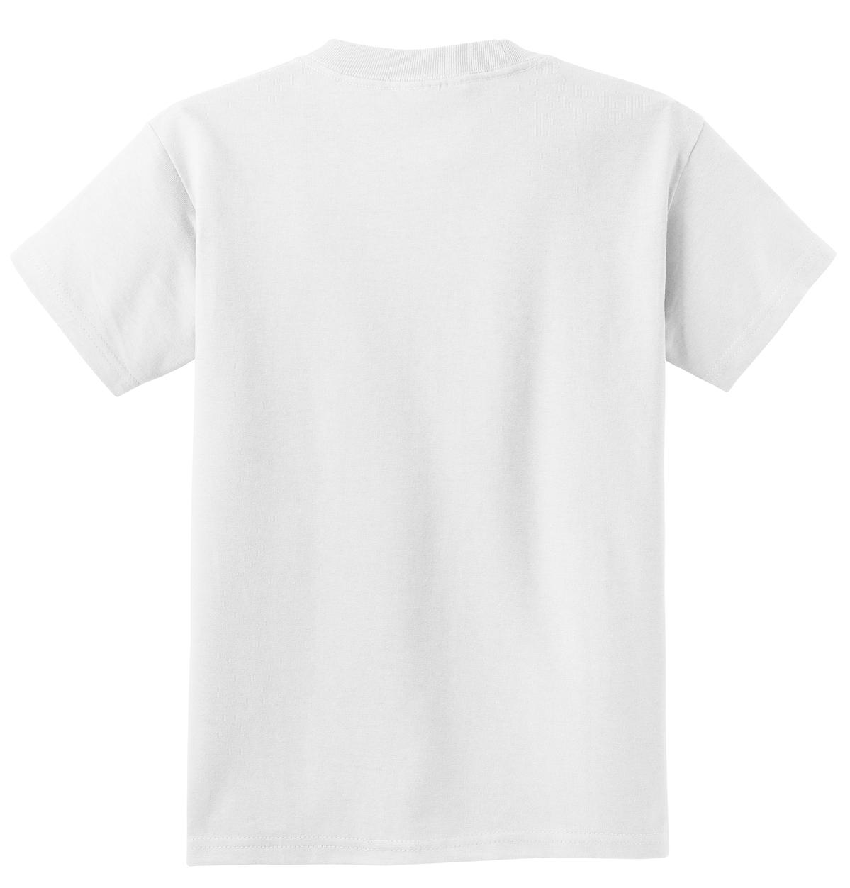 Rear View of White Port & Co Youth Core Cotton Tee. PC54Y plain