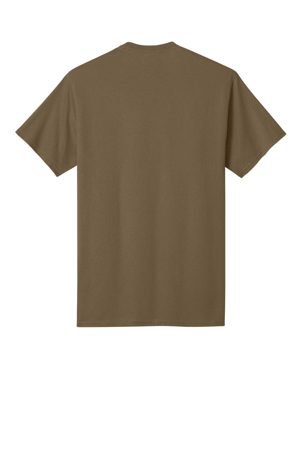 Rear View of Woodland Brown Port & Co Core Cotton Tee. PC54 plain