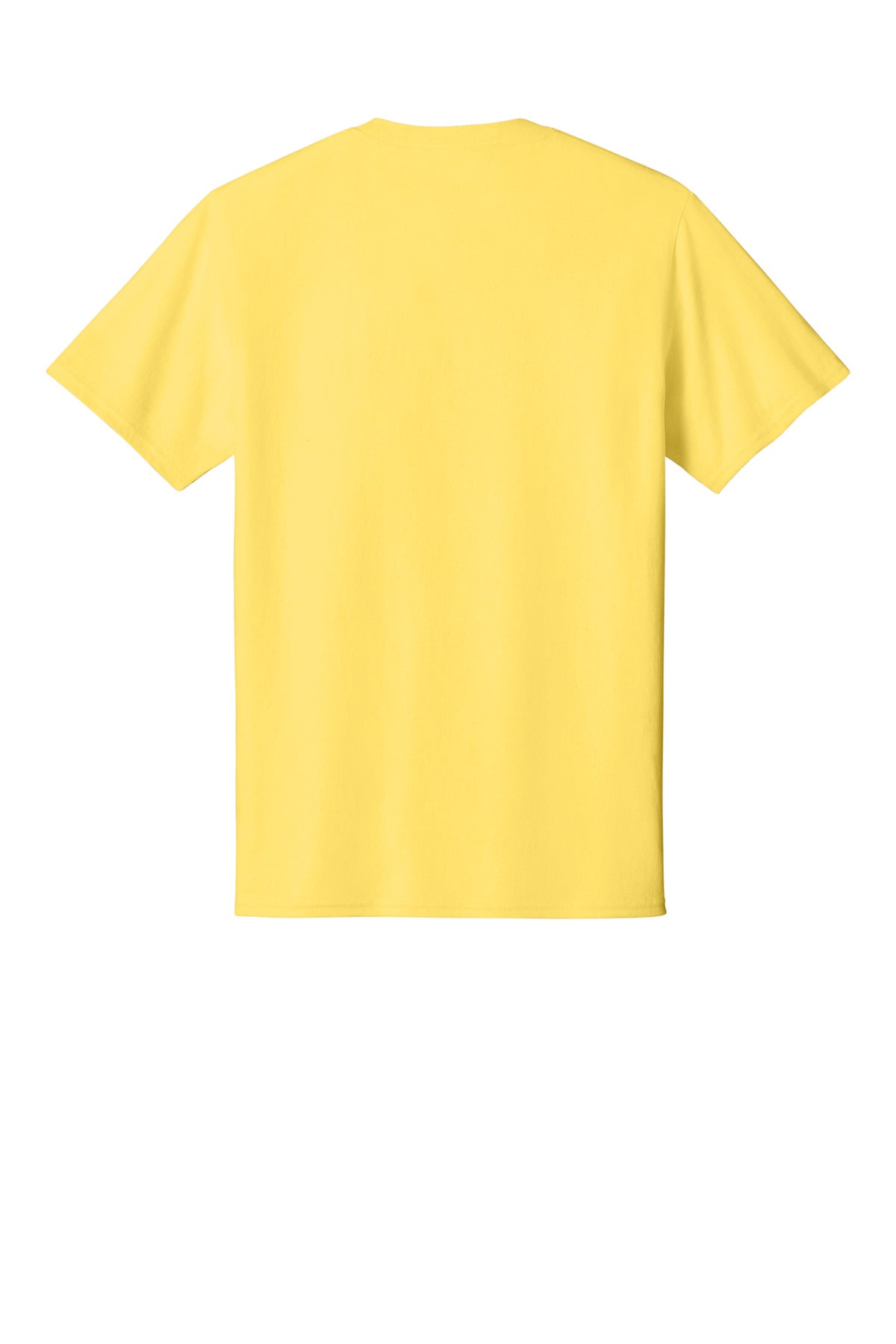 Rear View of Yellow Port & Co Core Cotton Tee. PC54 plain